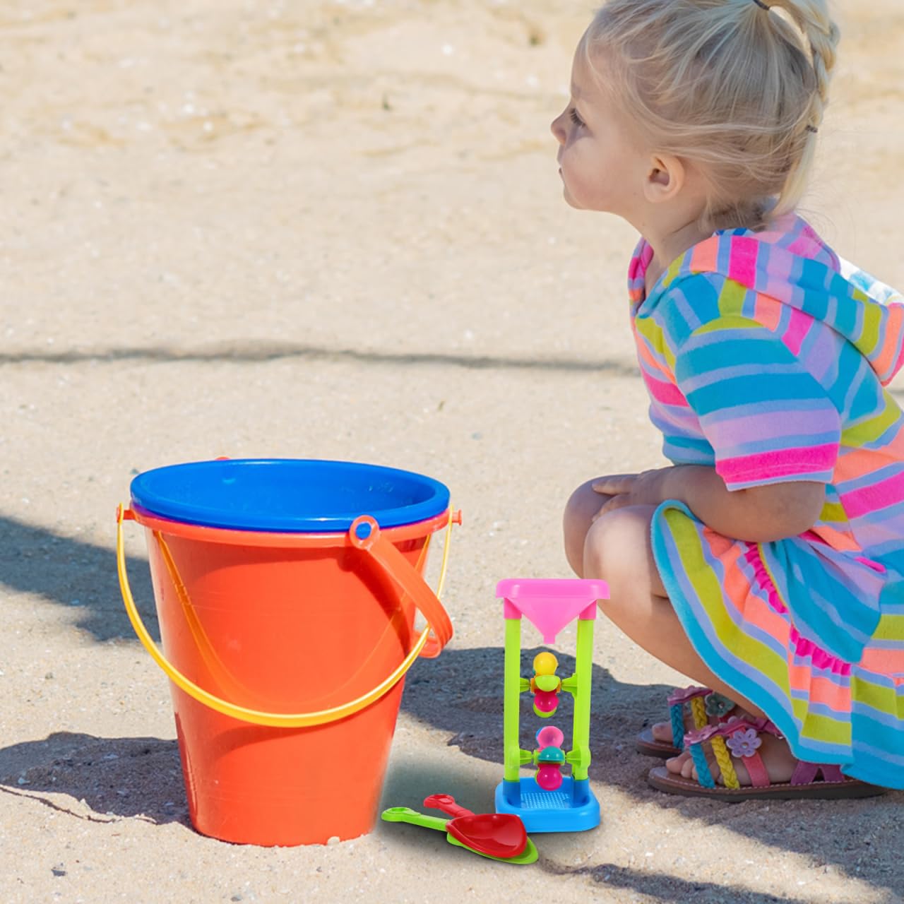 Toyvian Kids Sand Wheel Toy Flowing Sand and Water Wheel Tower Plastic with Spades for Children Summer Outdoor Travel Beach s