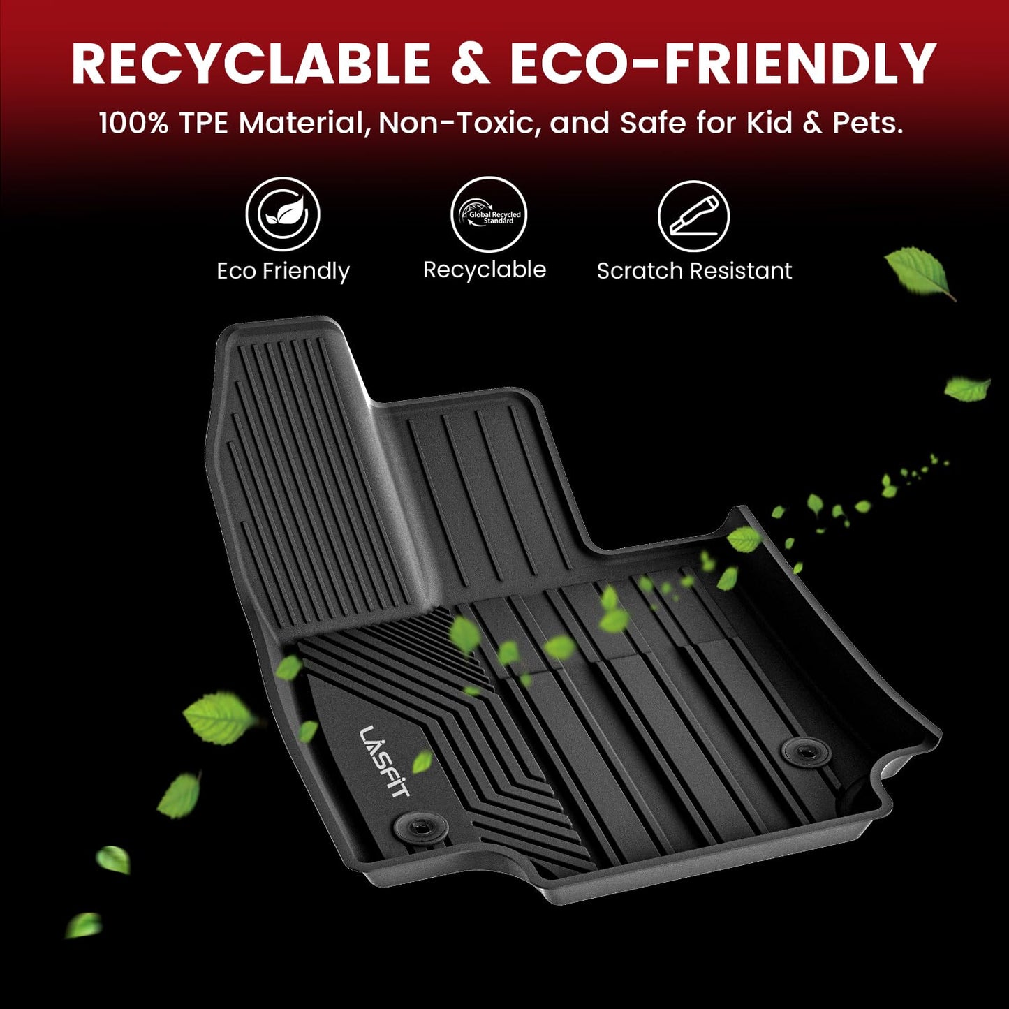 LASFIT Floor Mats for Toyota 4Runner 2013-2024 & for Lexus GX460 2014-2023, All Weather TPE Mats Floor Liner for Toyota 4 Runner (Fit 7 Seats & 5 Seats) 1st & 2nd Row Car Mats, Black