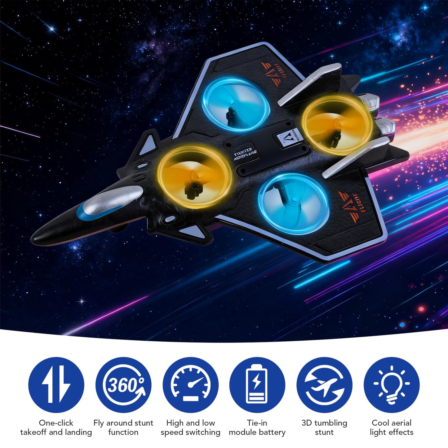 NXD Foam Remote Control Airplanes RC Planes for Kids Adults Beginners, Outdoor Stunt RC Airplane Toy with 360° Flips & Lights, Easy to Fly Gift for Boys Girls