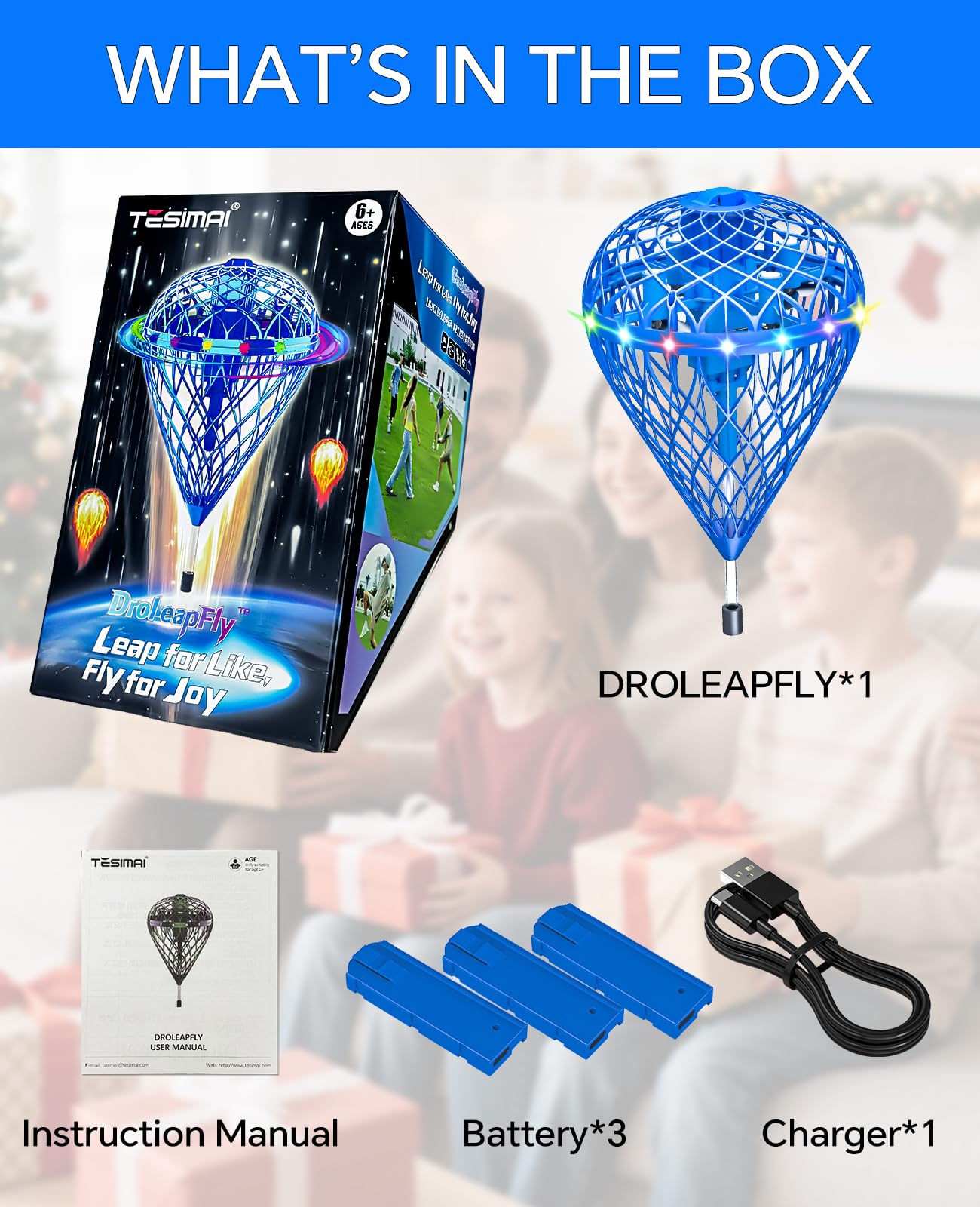 【Upgraded 3 Batteries】Flying Orb Ball Light-Up Hover Toys | Motion-Contro l Spinner with 3D Flips | Unplugged Family Fun|Play Indoors&Out | Christmas Stocking Stuffer Gift for Kids 5-7 8-13+ Year Old