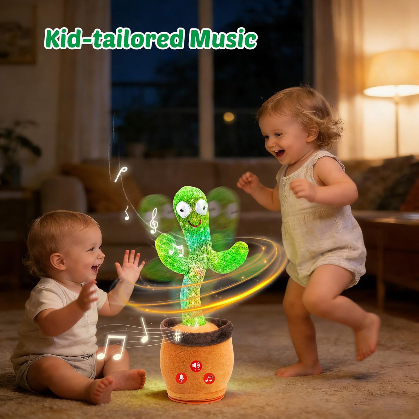 Baby Toys Dancing Talking Cactus for Toddlers, Interactive Boys Girls Funny Gifts for Infants 6-18 Months, Volume Adjustable, Mimicking Singing Repeating Recording Light Up Toy with English Songs