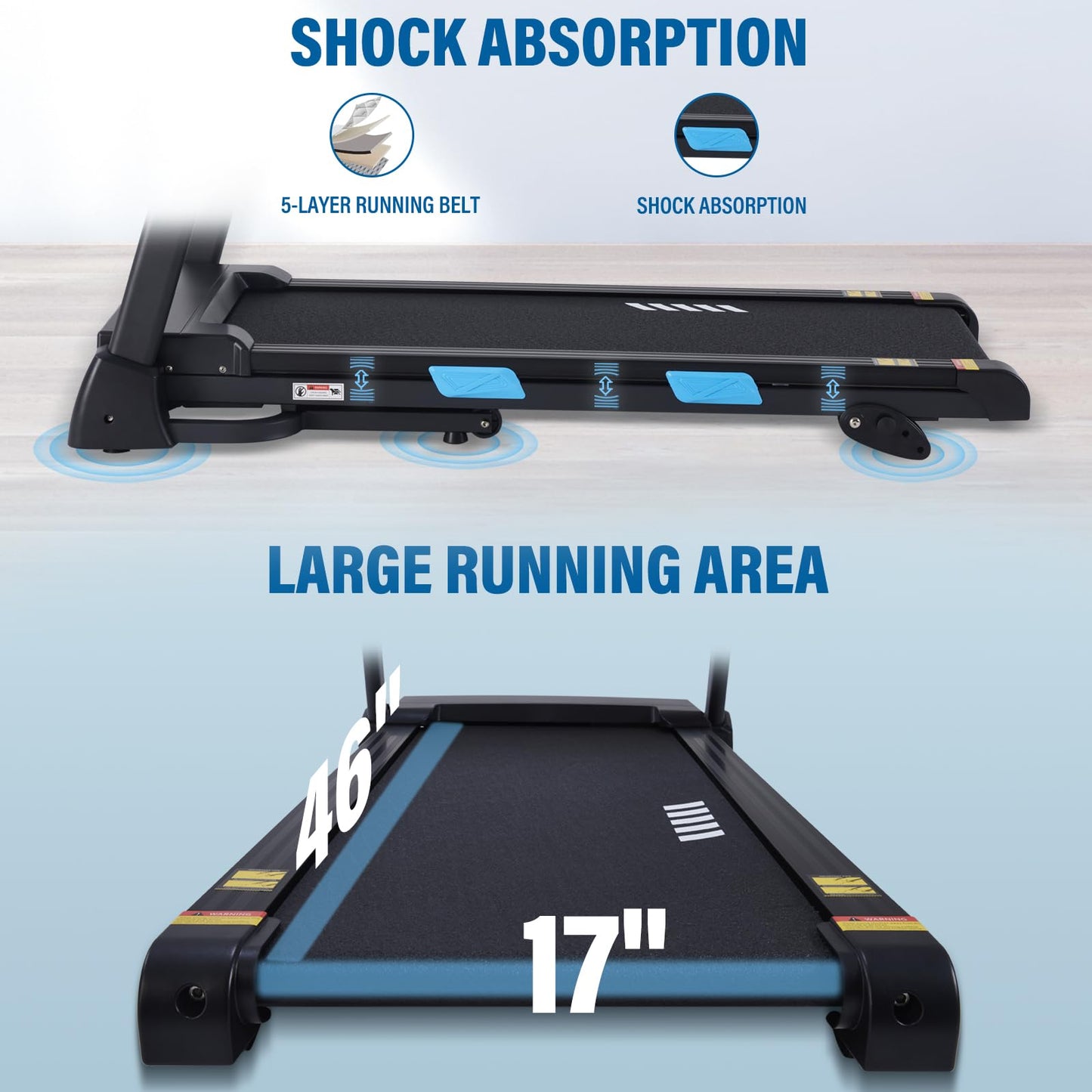 ATEEDGE Treadmills for Home, 350 lbs Capacity, 10 MPH, 3.0HP Incline Treadmill with Bluetooth APP, 17 * 46" Belt, Running Threadmills Machine, LCD Display, 36 Programs