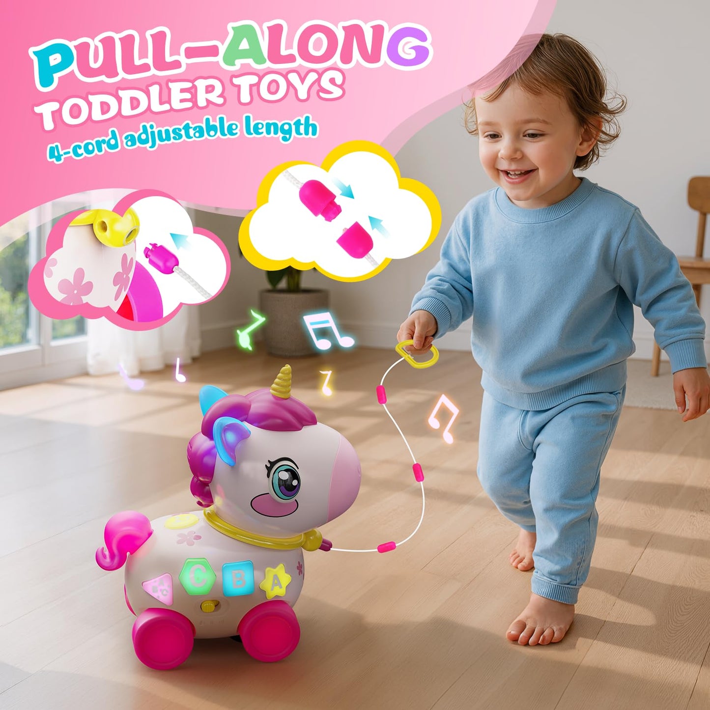KAISASA Unicorn Toys for 1 Year Old Girl Gifts, Musical Educational Baby Toy 6-12-18 Month, 1st Birthday Gift for 1 Year Old Girl Toys, Bilingual Learning Present for 7 8 9 10 12 Month