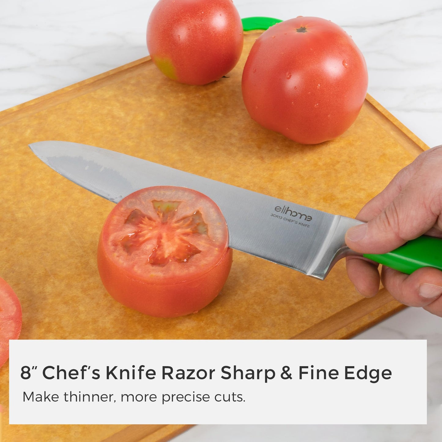Elihome Premium Color Coded XL Cutting Board and 5piece Premium Stainless Steel Chef Knife Set