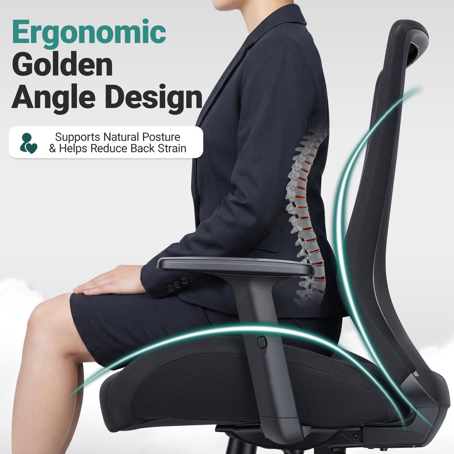 Big and Tall Home Office Desk Chair 500lb Capacity for Heavy People, Ergonomic Wide Mesh Desk Chair with Stepless Recline & Lock, 5.5" Thick Cushion, High Back, Adjustable Height & Armrests