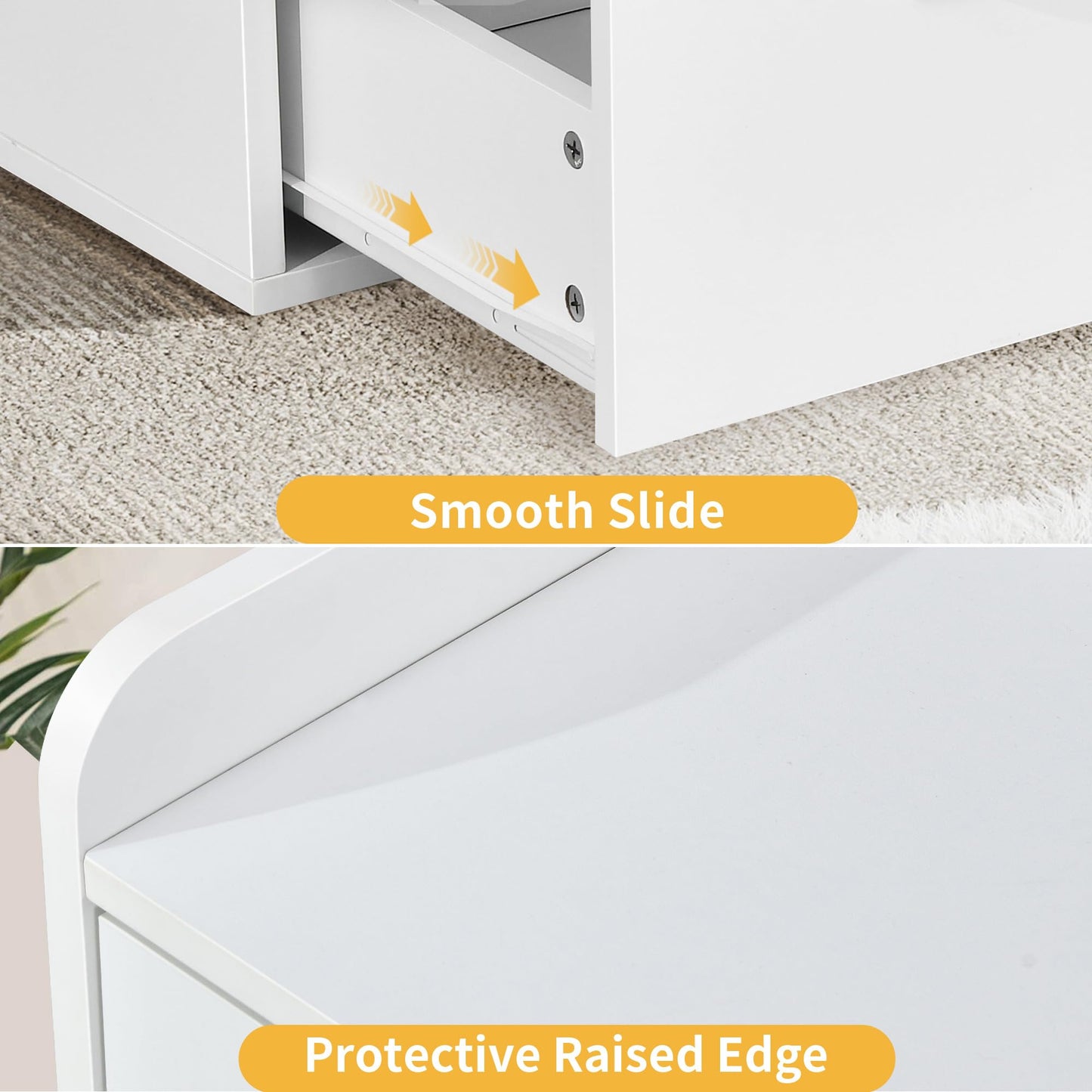 DWVO File Cabinet with Charging Station, 2 Drawer Lateral Filing Cabinet with Storage, Large Printer Stand for Home Office Living Room, Fits A4 Legal Letter Documents, White