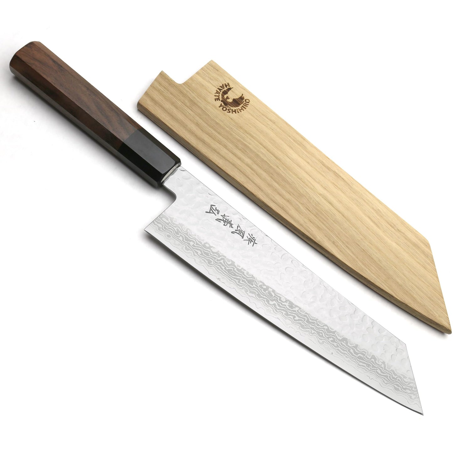 Yoshihiro VG10 46 Layers Hammered Damascus Kiritsuke Japanese Multipurpose Knife Rosewood Handle (8.25" (210mm) & Saya)