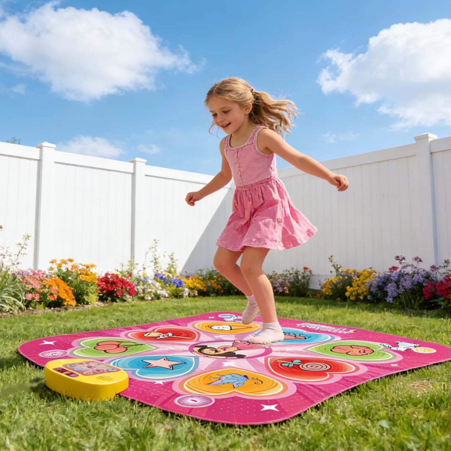 PLAMILOY Dance Mat for Kids, Light-up Rhythm Step Game Mat, Electronic Music Game Pad with LED Lights, Built-in Music, 5 Challenge Levels, Adjustable Volume, Ideal Gift for Girls Boys Ages 3-12