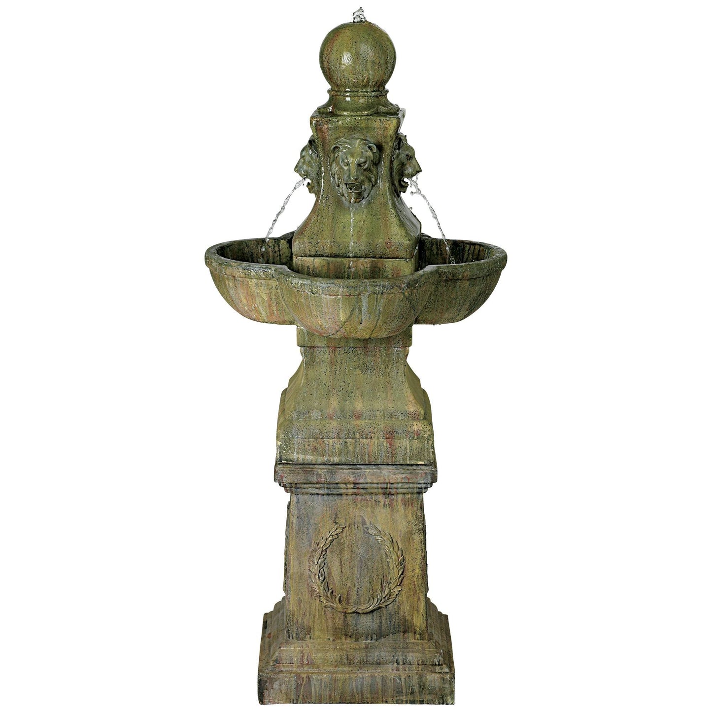 Royal Lion 54" High Large Italian Outdoor Decor Faux Stone Floor Fountain Standing Pedestal Tall Bubbler Water Feature for Outside Garden Patio Yard Backyard Porch Deck Relaxation - John Timberland