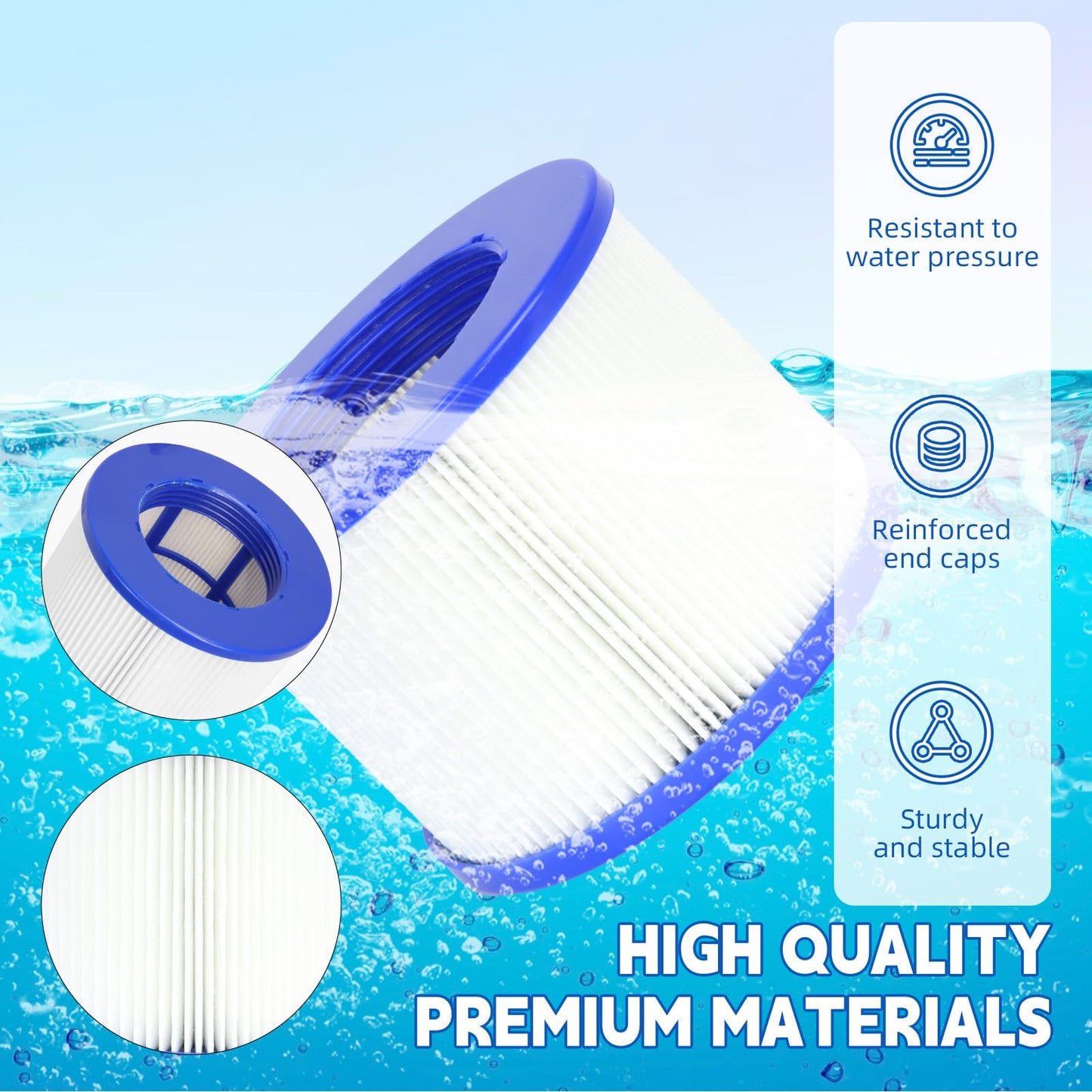 Promavot Hot Tub Filter Cartridge Replacement - Screw-in Spa Filters Compatible with All RELXTIME, ALEKO, Wejoy, Aquaspa Inflatable Hot Tubs & Other Spas (WV-SPA-6PCS)
