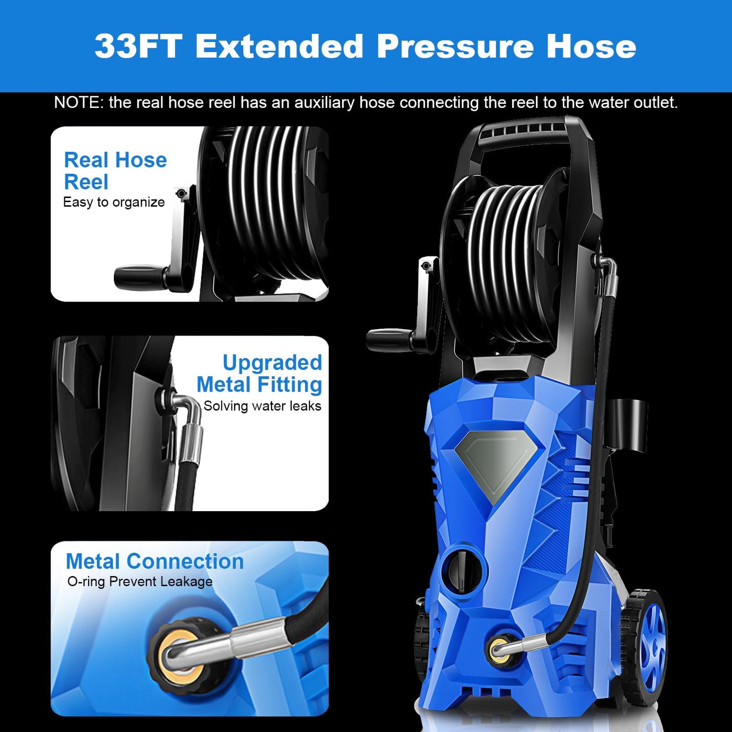 Electric Pressure Washer 5000 PSI 2.8 GPM High Power Washer with 4 Pressure Nozzle and Foam Cannon, powerwashers for Home, Car Washing, Fence Cleaning, Patio, Blue