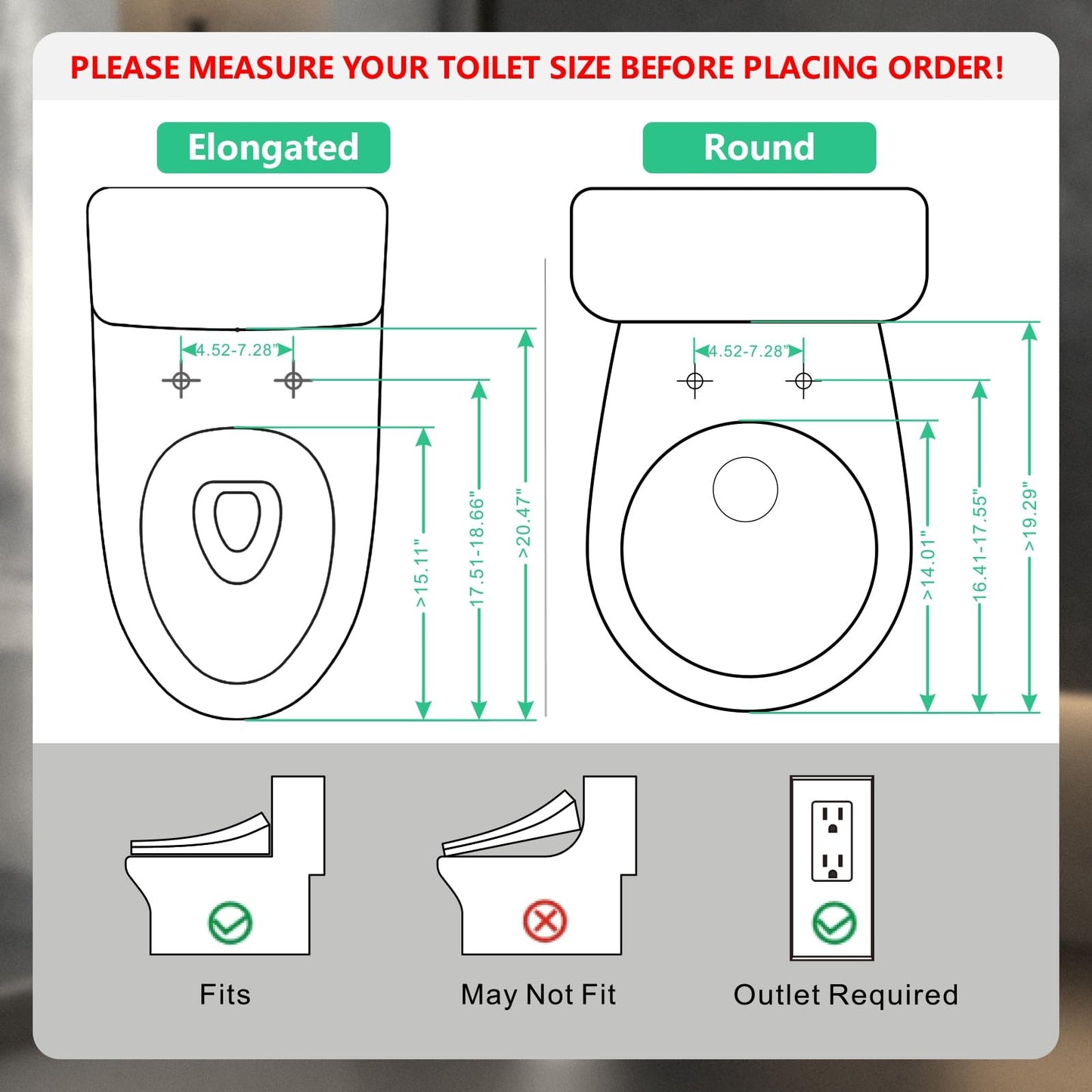 WONDERSKY Elongated Bidet Toilet Seat, Smart Heated Toilet Seat with Warm Water and Dryer, Soft Close Bidet Seat with Adjustable Temperature, Stainless Steel Nozzle