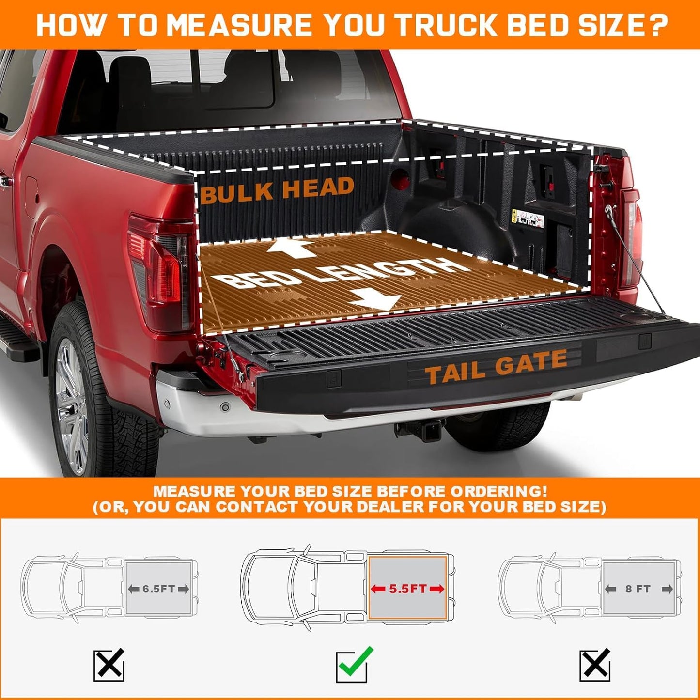 RHOBRA Soft Roll-up Truck Bed Tonneau Cover Compatible with 2007-2026 Toyota Tundra with 5.5ft Bed, 26.5oz Vinyl Soft Truck Bed Cover, Weather Resistant Bed Cover