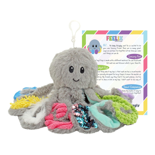 MEAVIA Mini Sensory Octopus Plush Toy, Travel-Size Fidget Plush for Special Needs and Sensory Fun