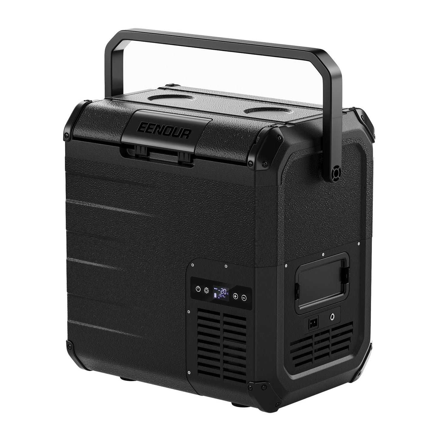 EENOUR D18 12 Volt Car Refrigerator, Portable Freezer 19Qt/18L Battery & Solar Powered Cooler 25W, -4~50℉, 12/24V DC, 110~240V AC, for 1-2 People, Short Trip, Truck (Battery Not Included) Black