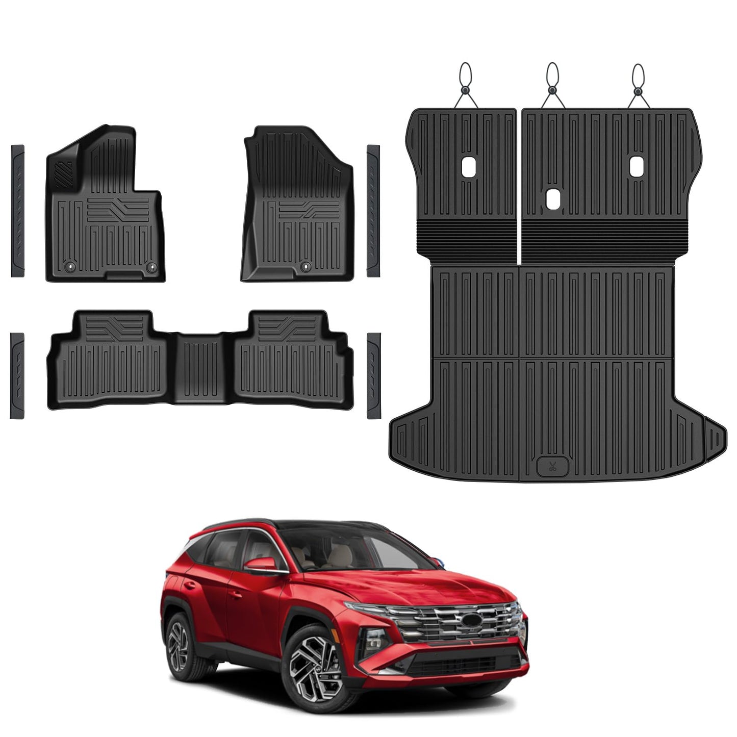 JOULARISE Floor Mats Set for Hyundai Tucson 2022-2025 2026 Hybrid Version (Not fit Gas and PHEV), All Weather TPE Cargo Liner Backrest Mat Trunk Mat Door Sill Guards Accessories (Hybrid Model)