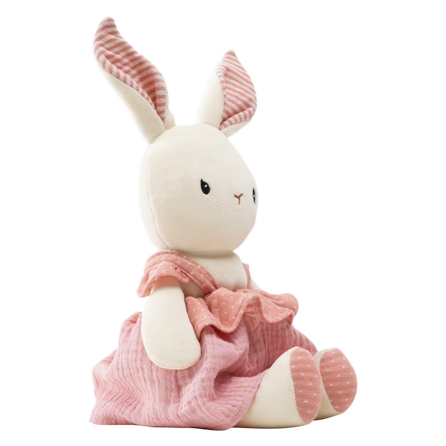 CUDDLE CORNER Bunny Stuffed Animal Organic Cotton Baby Plush Toys, 9" Organic Cotton Plush Bunny Toy with Dress, Cute Soft Stuffed Rabbit Doll for Babies and Toddlers