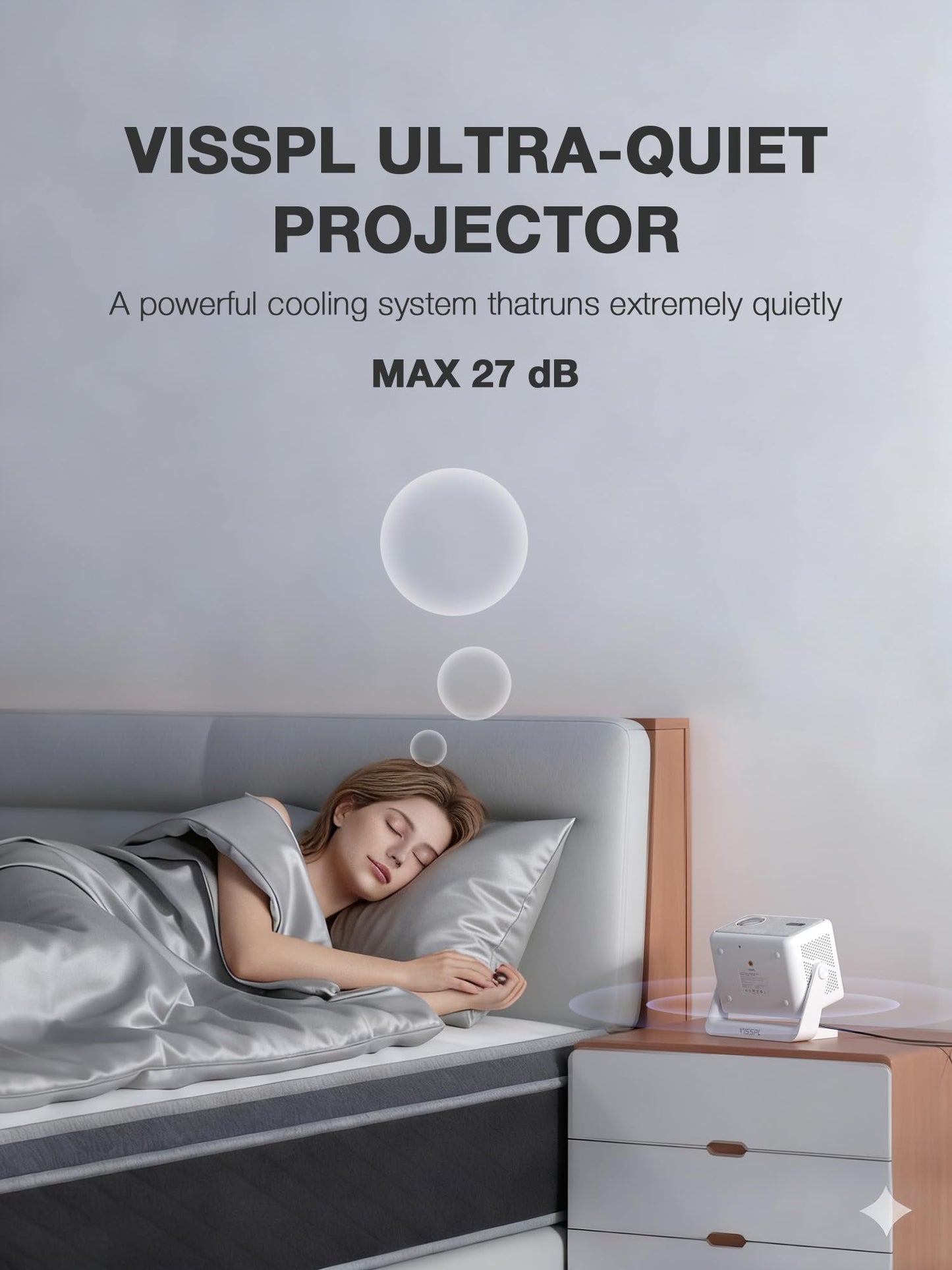 【1900 ANSI & Officially-Licensed APP】Smart 4K Projector with WiFi and Bluetooth, VISSPL Auto Focus Portable Outdoor Projector, Movie Home Theater Proyector with 360° Adjustable Stand