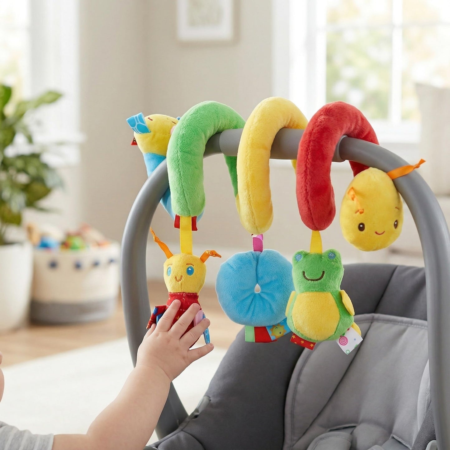 Abaodam Car Seat and Stroller, Spiral Carseat Toy with Hanging Rattles and Bell, Infant Activity Center for Crib Mobile, Boys Travel Accessories