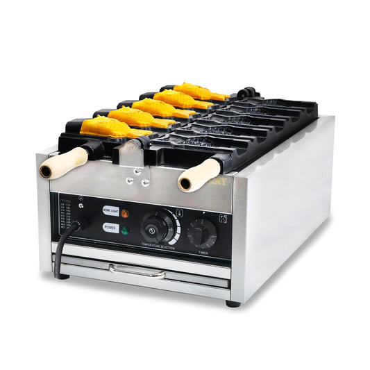 CPVKRY Taiyaki Fish Waffle Maker 110V/Commercial Ice Cream Waffle Maker/Stainless Steel Taiyaki Maker/With 122-572℉ Temp Range and Time Control, Teflon-Coated Baking Pan
