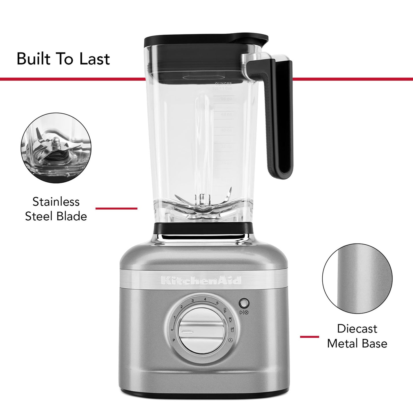 KitchenAid K400 Variable Speed Blender with Tamper - KSB4028 - Contour Silver