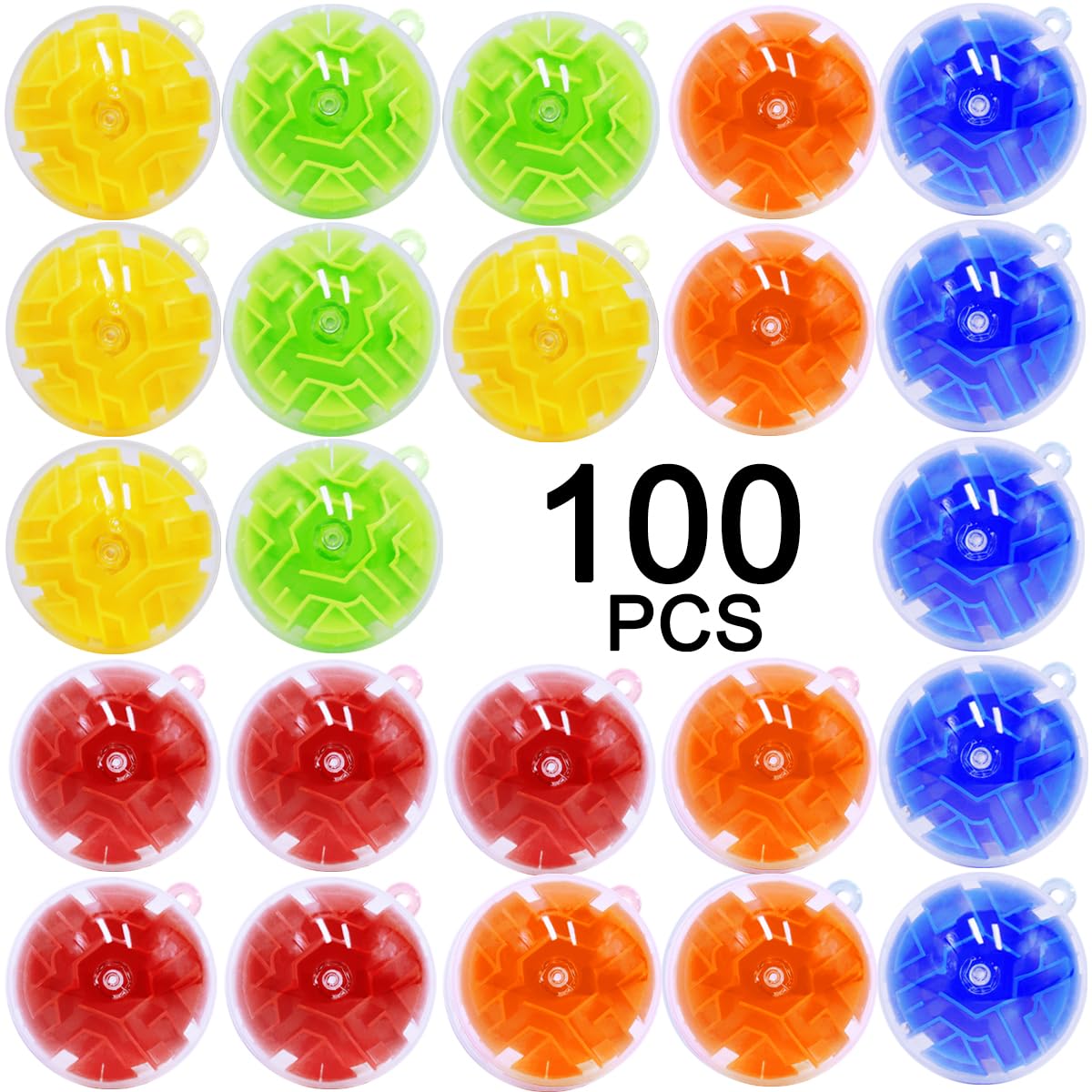 100PCS Brain Teaser Puzzle Ball Fidget Toys Bulk, Mini 3D Maze Balls Puzzles Games Party Favors for Kids 4-8 8-12,Classroom Prizes Stocking Stuffers for Boy Girl Gifts Easter Carnival Birthday Goodie