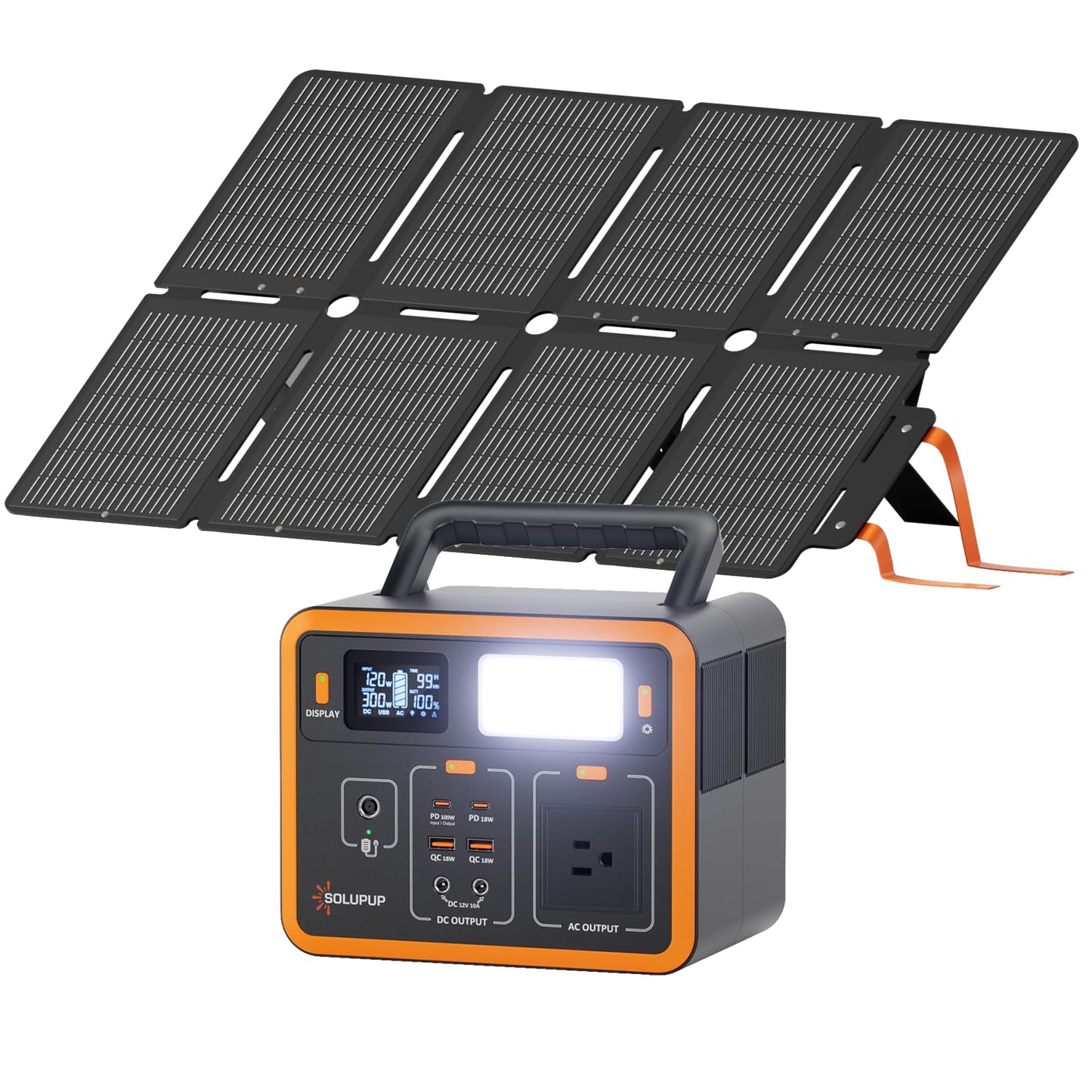SOLUPUP 288Wh Solar Generator with 100W Foldable Solar Panel, Portable Power Station & Battery Bank Included 8-Fold Design Solar Panel for Camping, RV, Outdoor Adventures