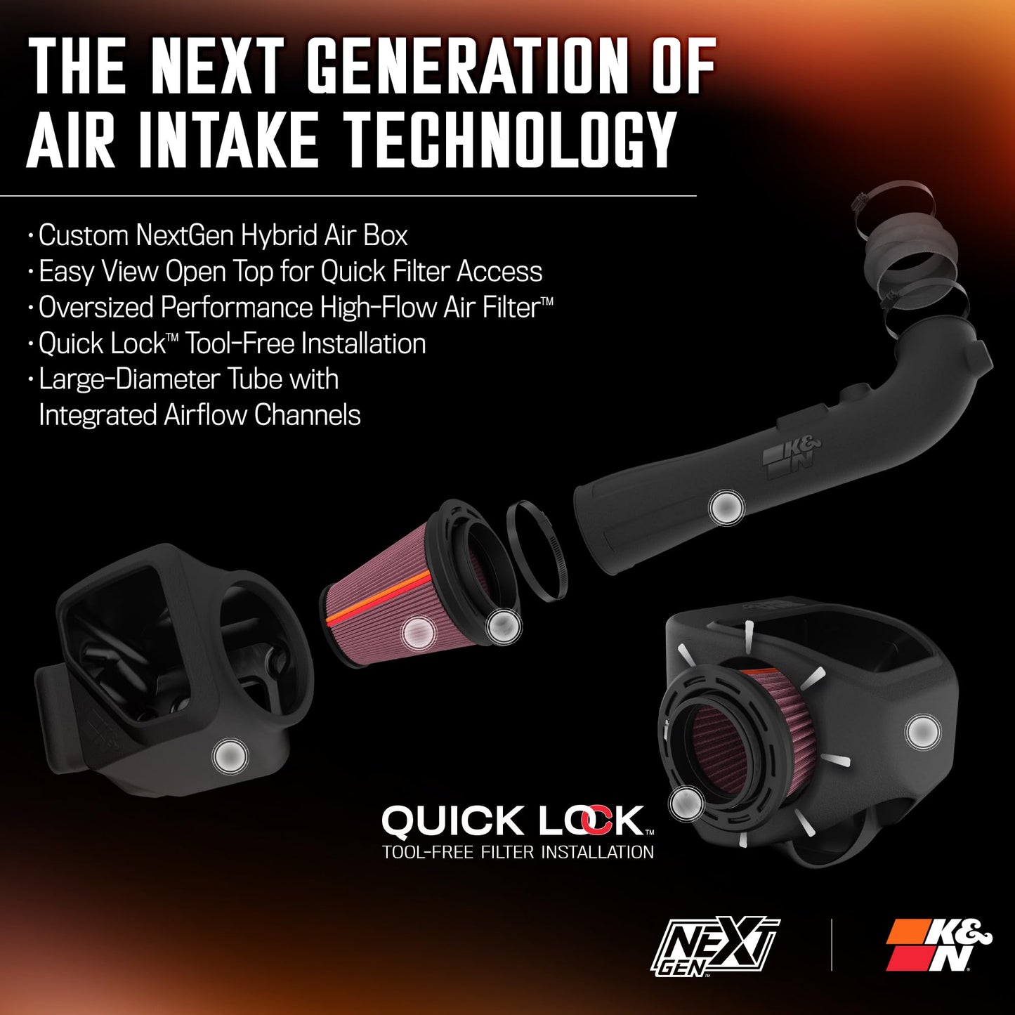 K&N NextGen Cold Air Intake System: High-Flow Cotton Filter: Compatible with 2014-2020 CADILLAC/CHEVRLOET/GMC Escalade; Silverado 1500; Suburban; Tahoe; Sierra 1500; Yukon; Yukon XL; 50-3082
