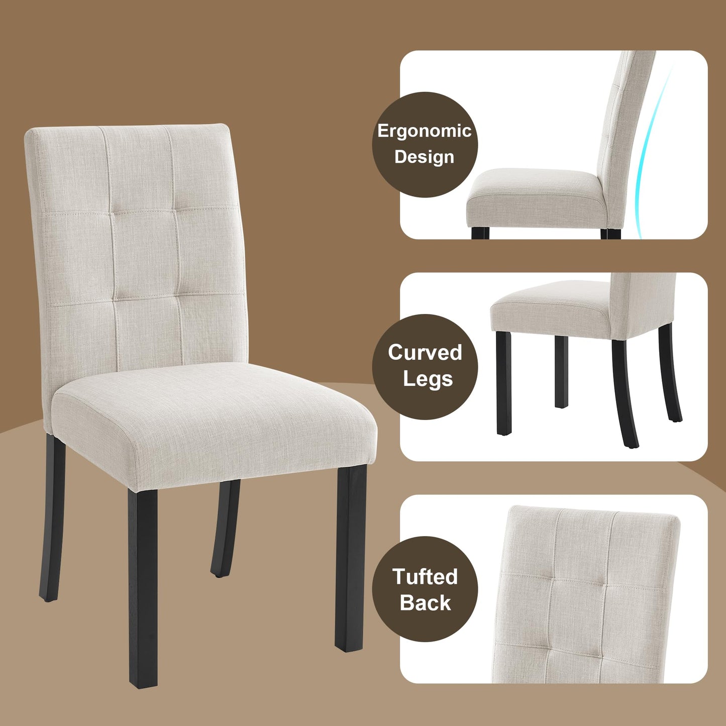 Merax 6-Piece Dining Table Set with Modern Faux Marble Oval Kitchen Tabletop, Four Upholstered Chairs and One Bench for Dining, Living Room, Kitchen, Easy Assembly, White+Beige
