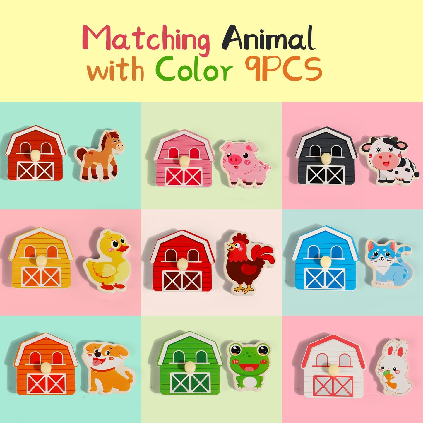 Toddler Wooden Puzzles Ages 1-3, Montessori Toys for 1 2 3 Year Old Boys Birthday Gifts, Farm Animal Peg Puzzles for Toddlers Age 2-4 Girls - Preschool Learning Activities