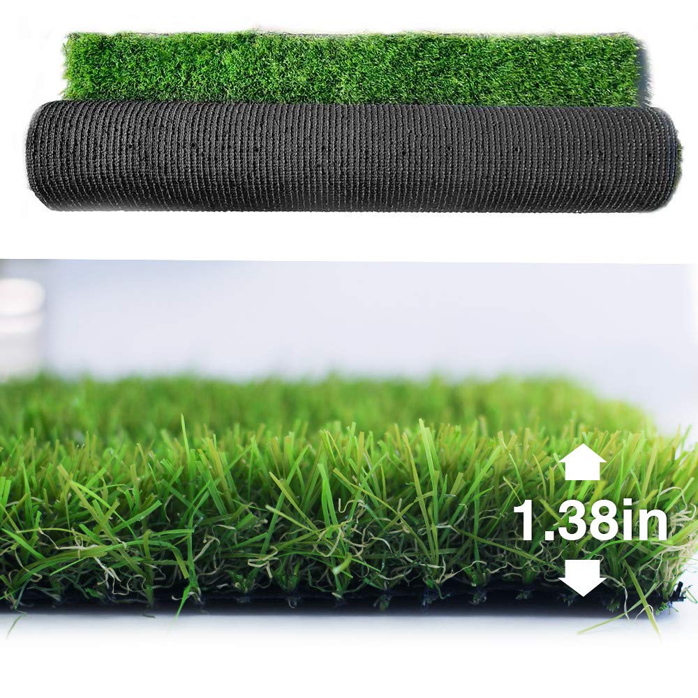 Petgrow Synthetic Artificial Grass Turf Lawn 15 x 30ft, 1.38" Outdoor/Indoor Fake Grass Rug Astroturf for Dogs,Faux Grass Rug with Drainage Holes/Custom Size Provided