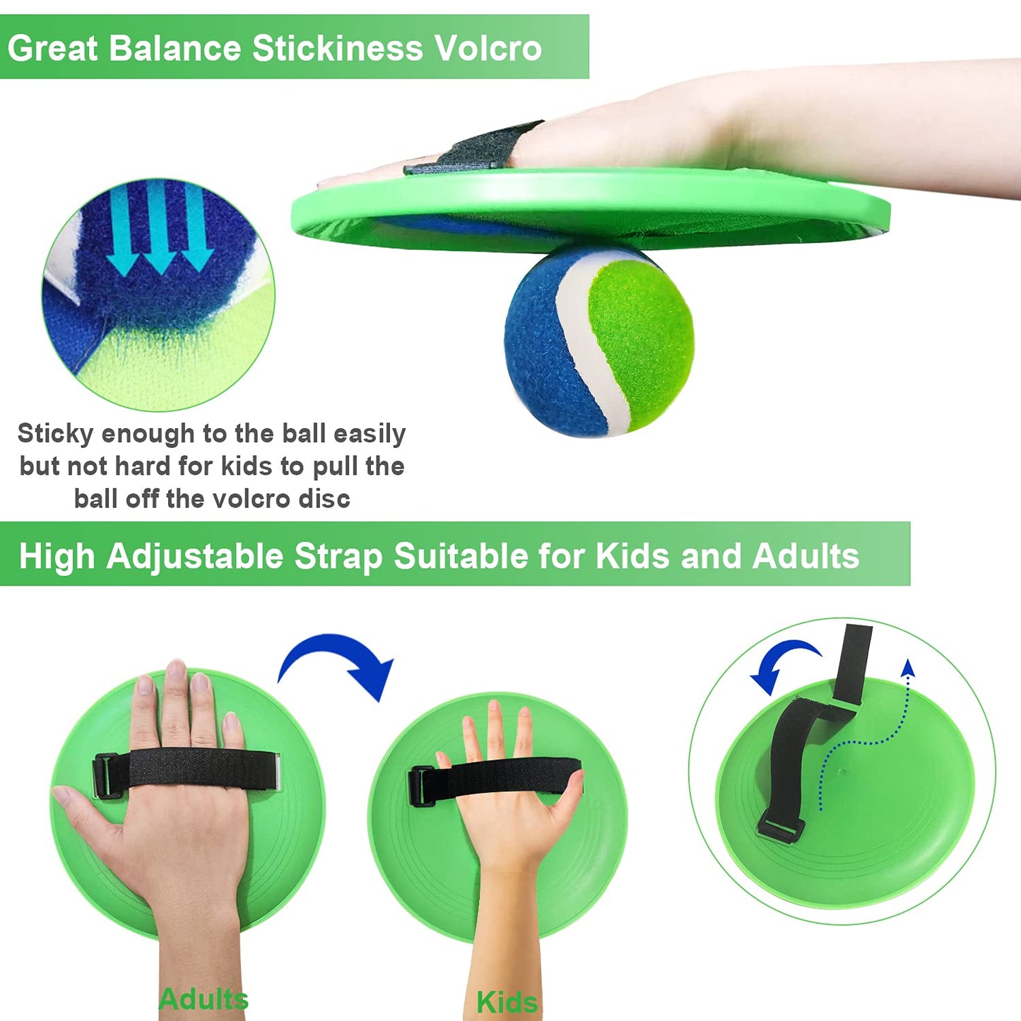 Jalunth Ball Catch Set Game Toss Paddle - Beach Toys Back Yard Pool Outdoor Lawn Games Backyard Camping Sticky Mitts Age 3 4 5 6 7 8 9 10 11 12 Years Old Boys Girls Kids Adults Family Easter Gifts