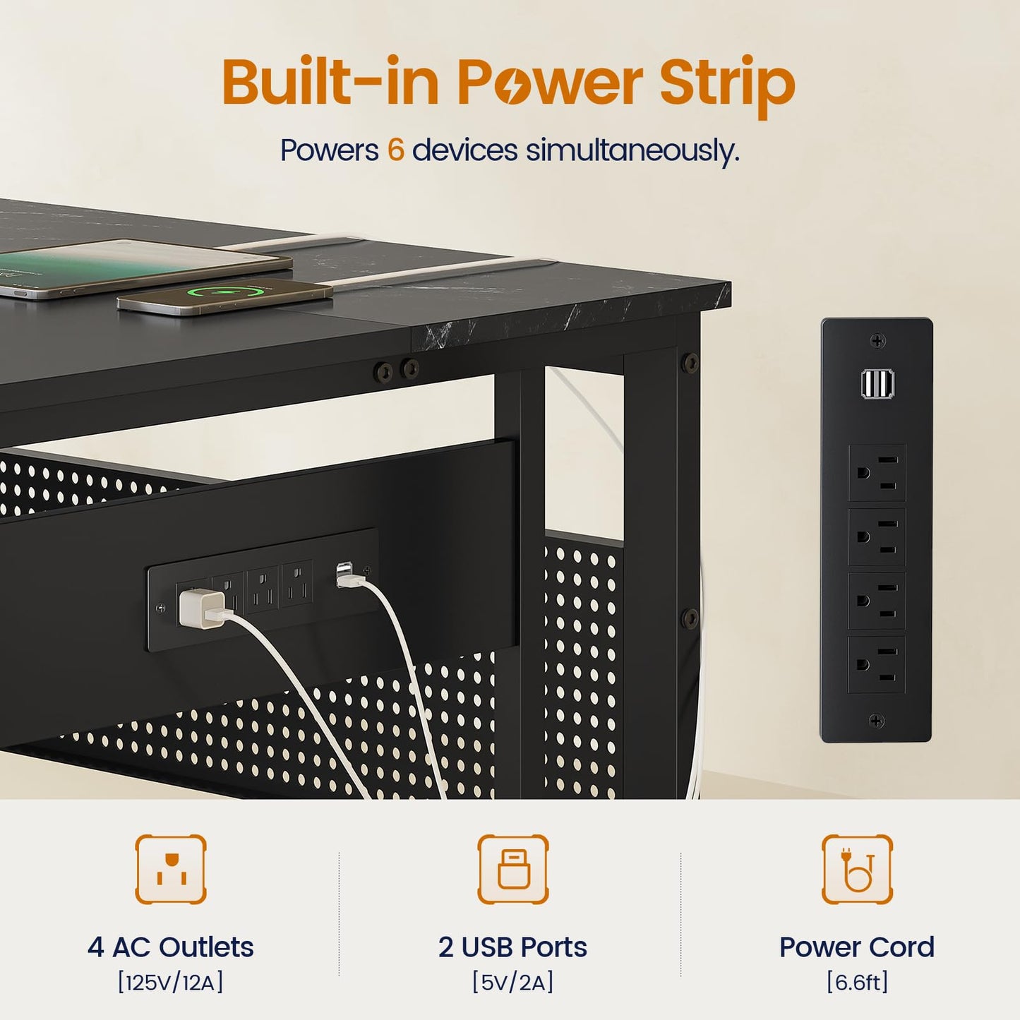 71 in Executive Desk with Power Outlets, Reversible L Shaped Desk with File Drawers & Storage Shelves, Large Office Desk Computer Desk with Pegboard, Mobile CPU Stand, Modern Corner Desk (Black)
