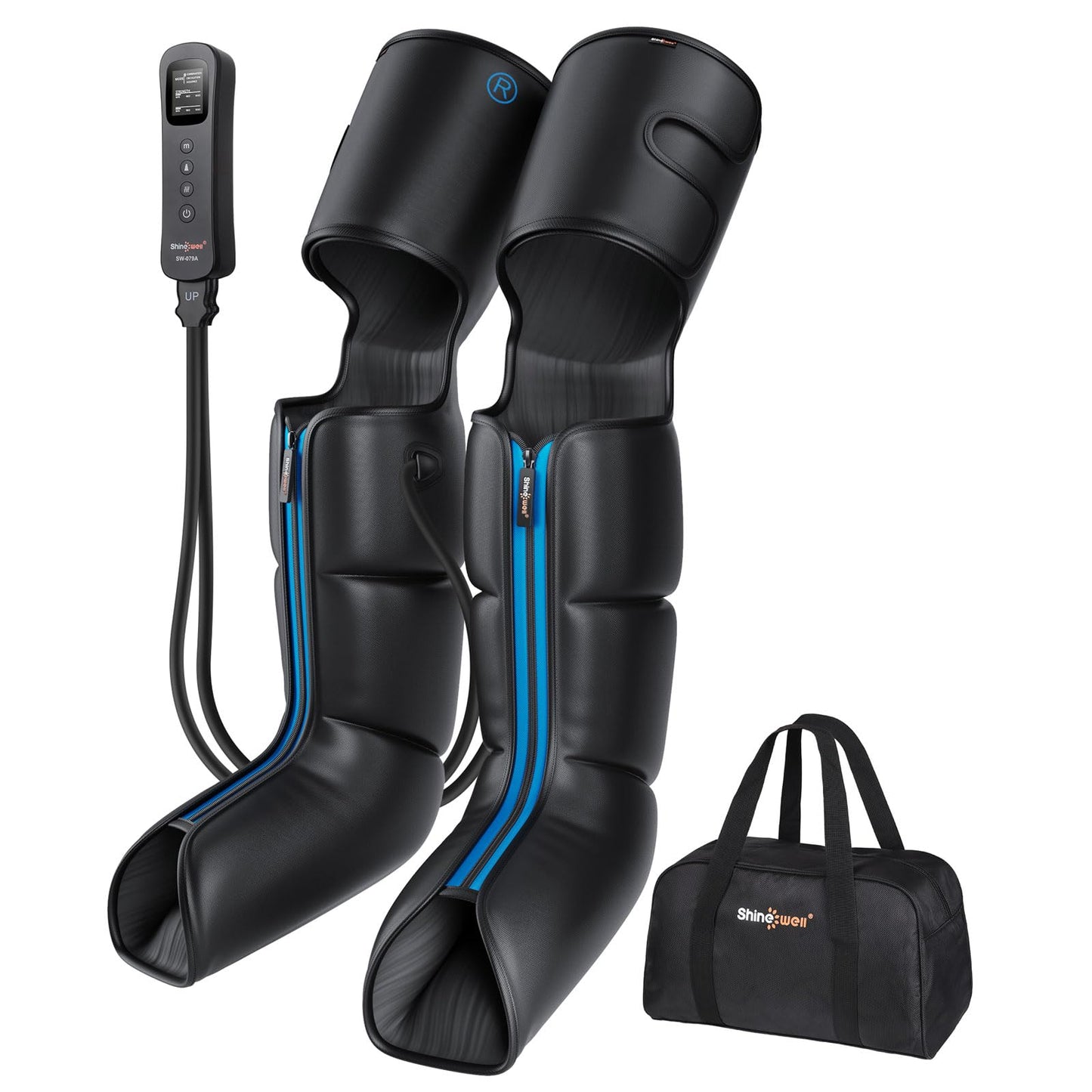 SHINE WELL Leg Compression Massager for Circulation and Pain Relief, Full Leg Massager for Swelling, with 3 Modes 3 Intensities 3 Timing Options, Gift for Dad Mom