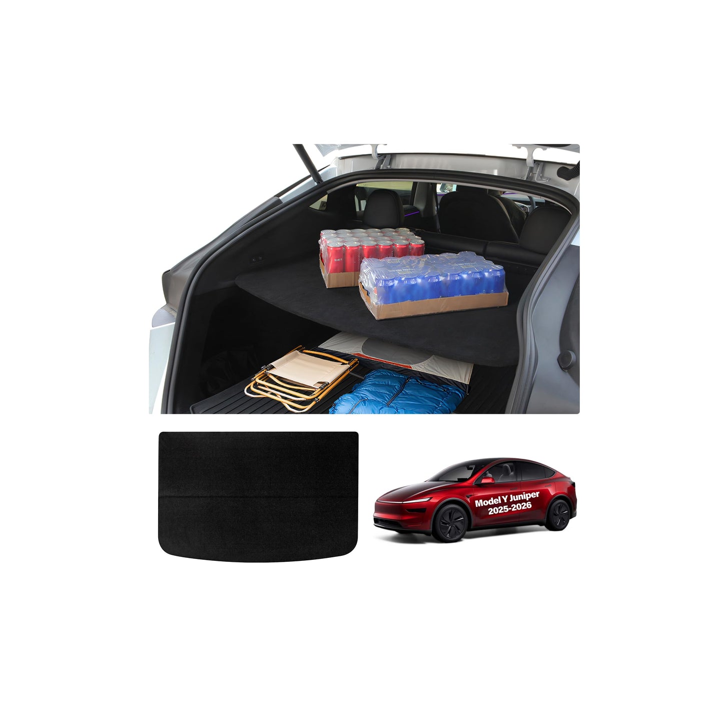 cybtkcar for Tesla Trunk Cargo Cover Model Y Juniper 2025 2026 Trunk Storage Board Model Y Accessories Storage Dividers Layered Partition Board Shield Shade Anti-Spy Luggage Privacy
