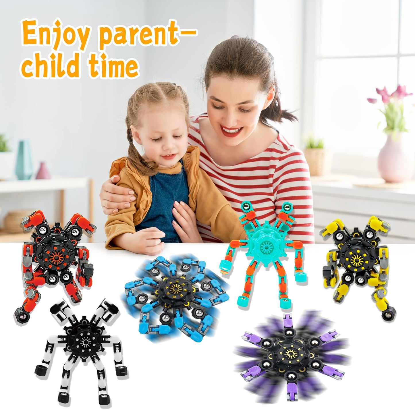 Easter Basket Stuffers 36PC Transformable Fidget Spinner for Kids,Deformable Chain DIY Robot Spinner Sensory Toy, Stress Relief Fingertip Gyros Fidget Toys Party Favors