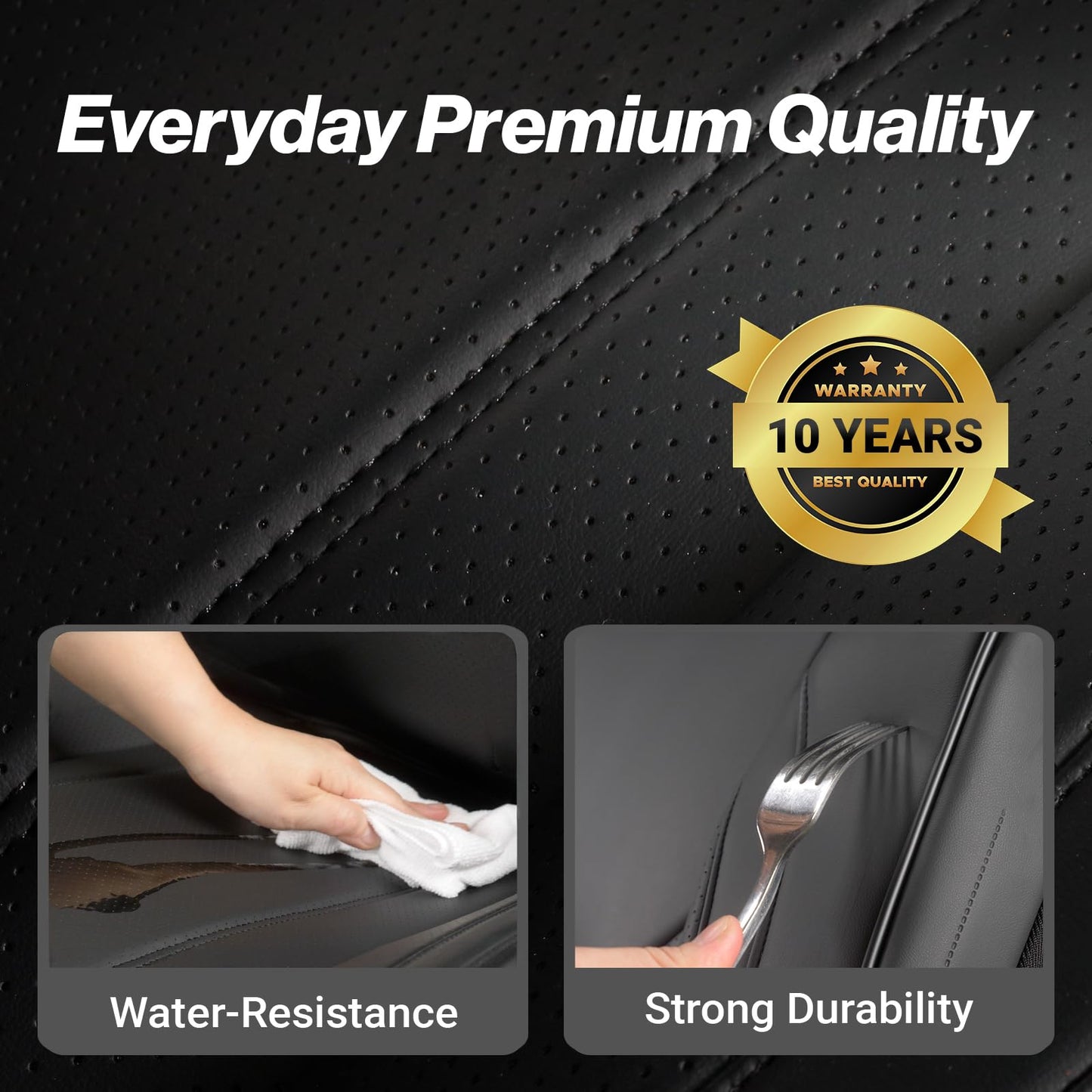 Coverland Custom SUV Car Seat Covers Front Seats for [2010-2026 Lexus RX 350 Rear Bench Seat] - Protector Car Seat Cover Water Resistant Leather Memory Form Back Support Seat Cushion [Front-Black]