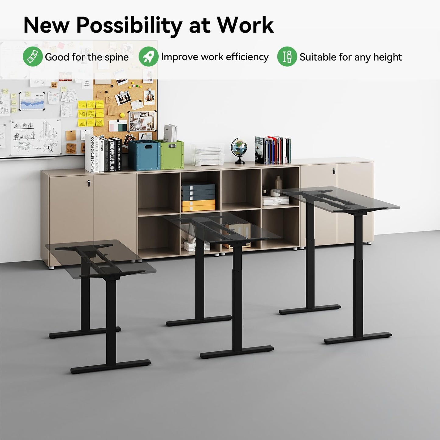 Gamork Dual Motor Electric Standing Desk Frame,Adjustable height and length,The maximum size it can accommodate is 63*28 inches for the tabletop,3 Preset Heights,Rated for 264 pounds of weight.Black