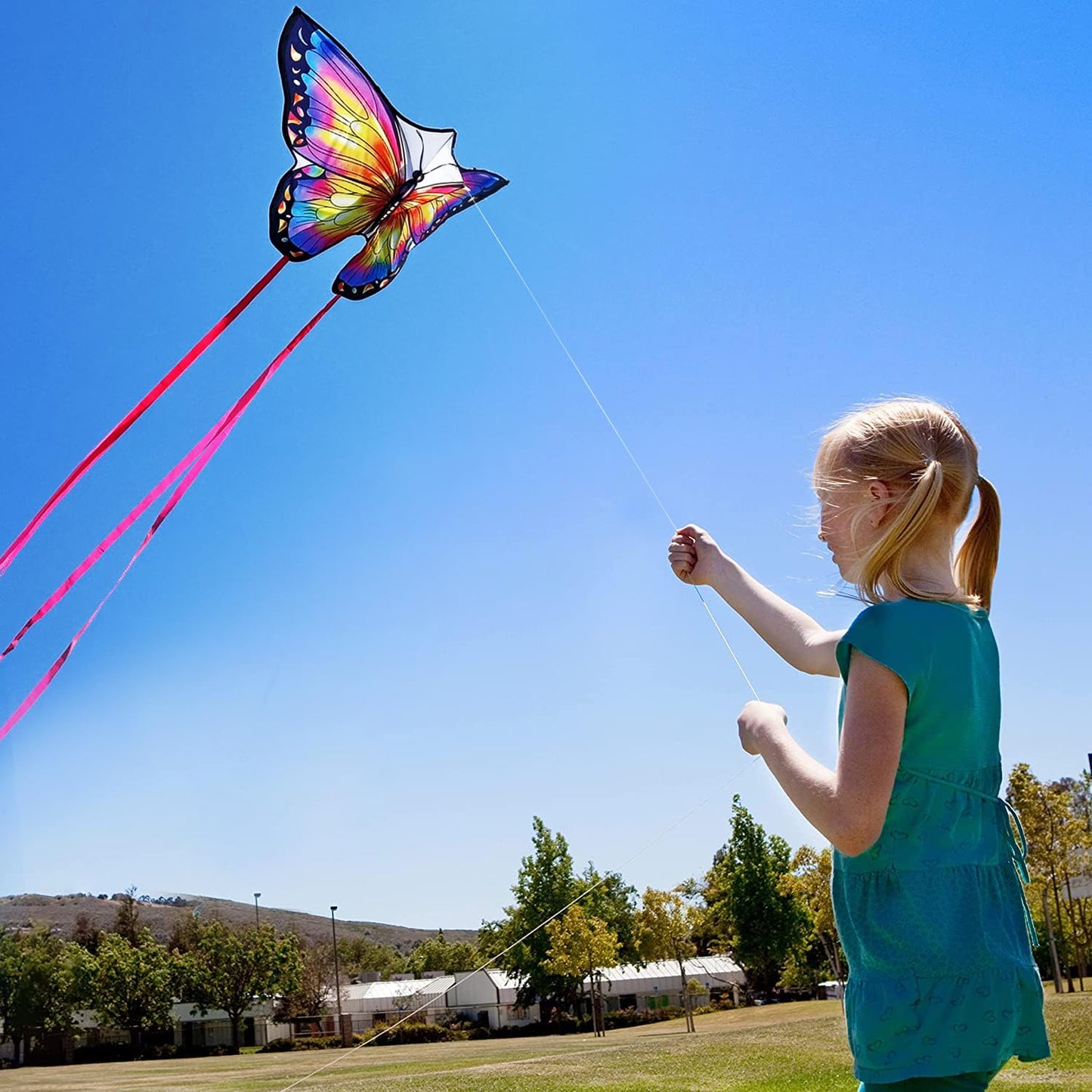 HONBO Butterfly Kites for Kids & Adults, Easy to Fly for Beginners, Each Kite with 300ft Line Handle,Beginner Kite for Kids Ages 4-8,Beach Kites for Outdoor Activities & Family Trip(Pink)