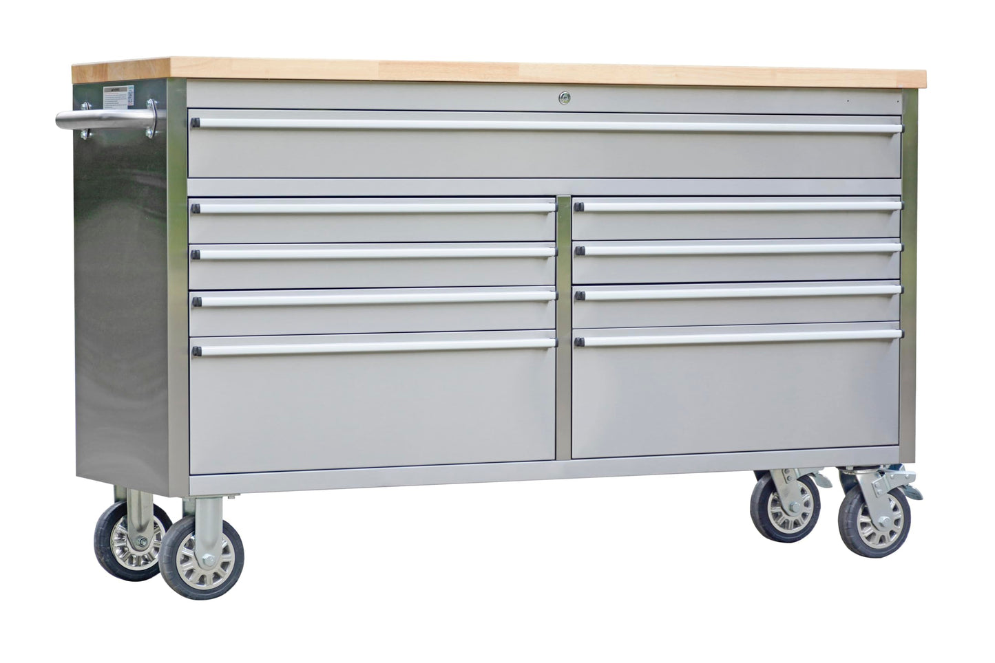MilleLoom Tool Chest, 61 Inch Tool Box Mobile 9 Drawers Storage Rolling Cabinet with Wheels Lock Key Locking System Drawer Liners for Garage Warehouse Repair Shop, Sliver