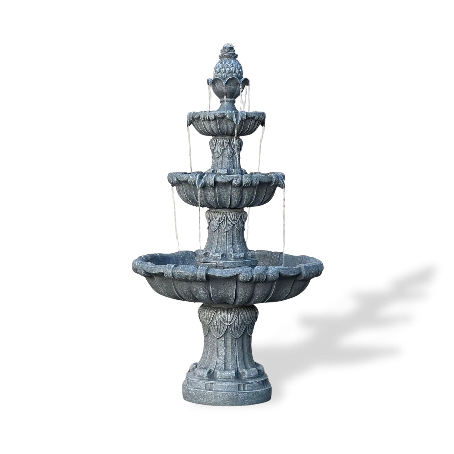 XBrand 58.3" 3-Tier Outdoor Freestanding Water Fountain - Classic Leaf Design, White Resin, Large Bird Bath with Pump - Ideal for Yard, Lawn and Garden, Porch Décor