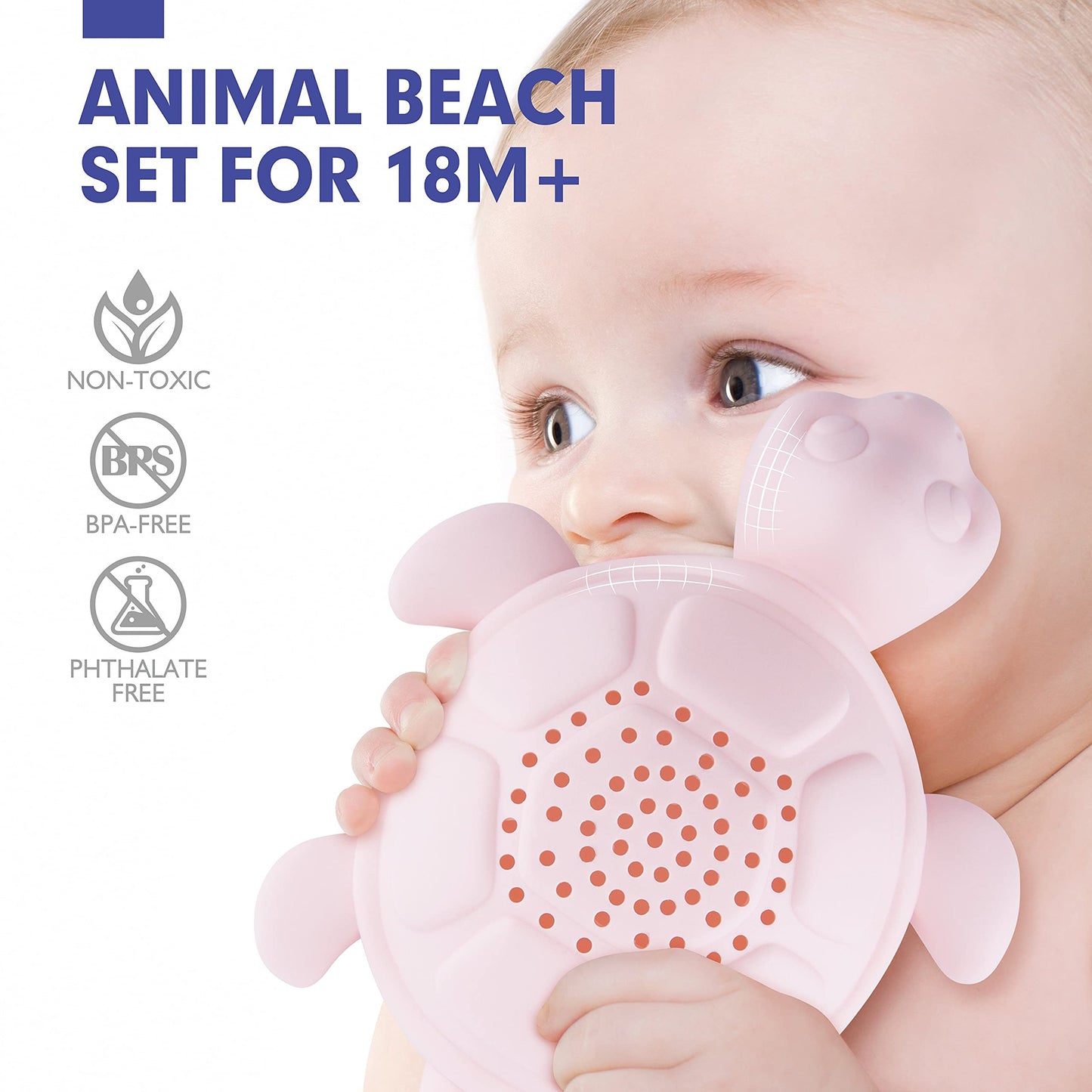 hahaland Beach Toys for Toddlers 1-3 - Sand Toys for Toddlers 1-3, Baby Bucket Rake Shovel Set, Bath Water Outdoor Toy for Boys Girls, Sandbox Toy for 1 Year Old Toddler Toys Age 1-2