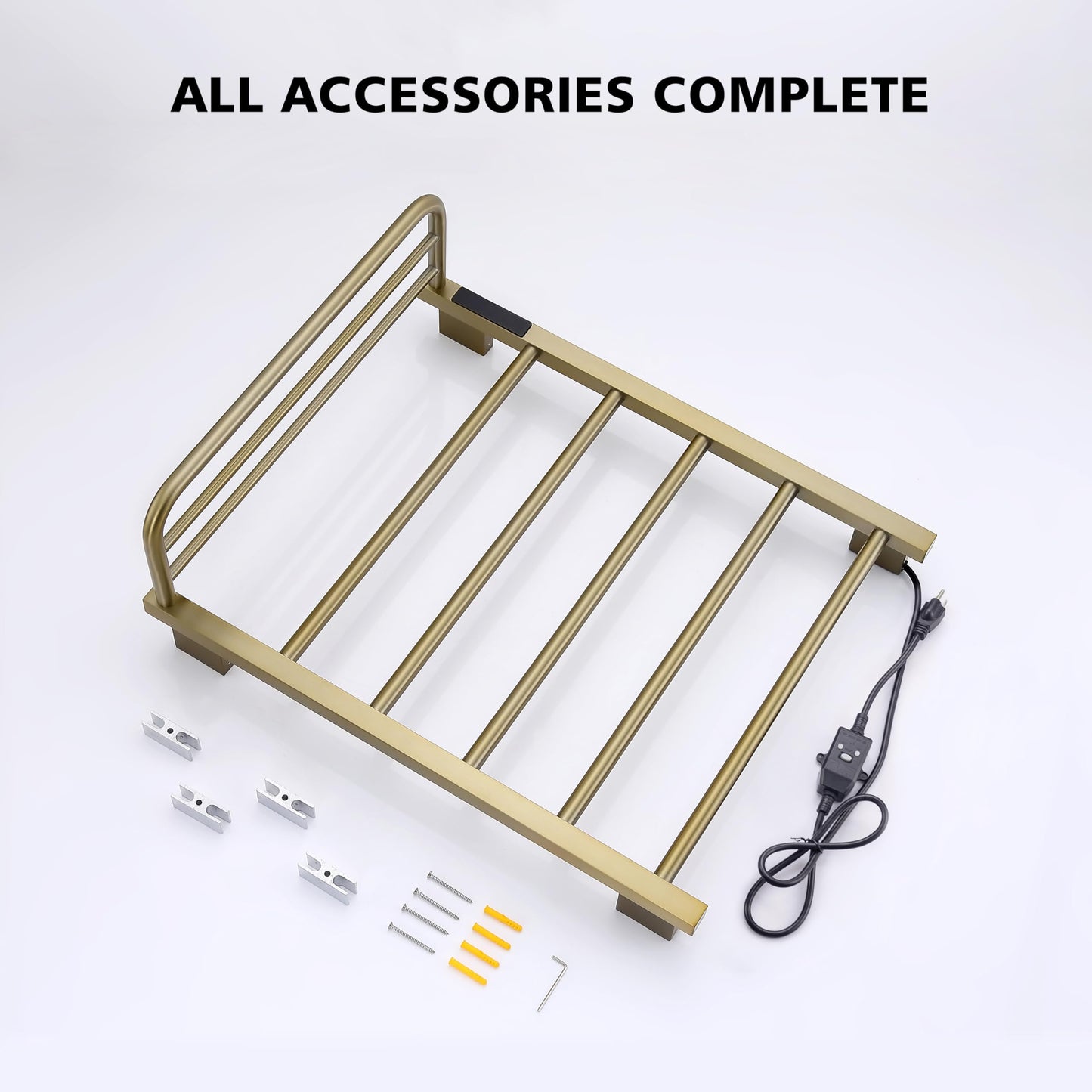 KOOTTI Heated Towel Racks for Bathroom, Hot Towel Warmer 5 Bars with 24hr Timer Stainless Steel Wall Mounted Electric Towel Warmers for Bathroom (Brushed Gold, 5-Bar)
