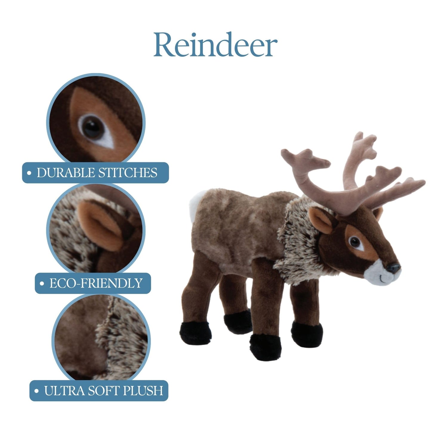 The Petting Zoo Reindeer Stuffed Animal Plushie, Gifts for Kids, Wild Onez Zoo Animals, Zoologee Reindeer Plush Toy 12 inches
