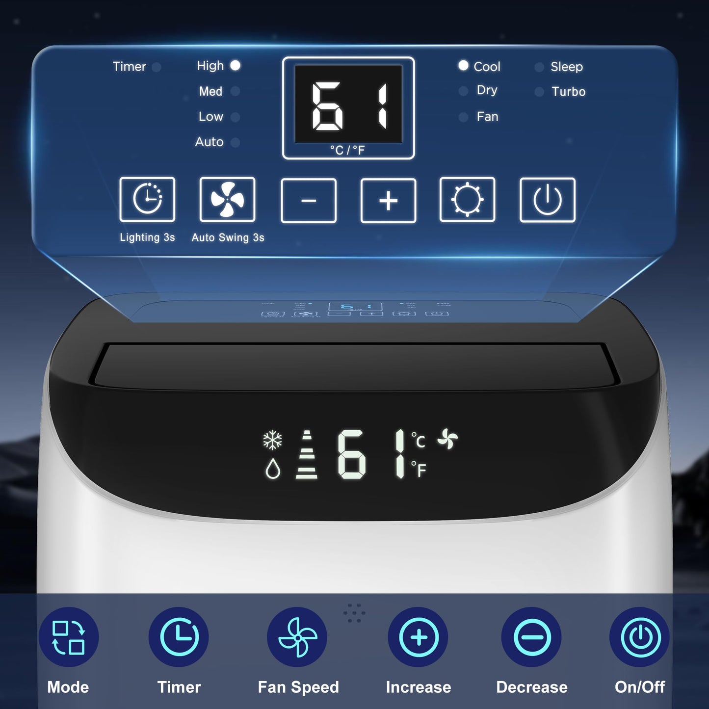 Humhold Inverter 16000BTU Portable Air Conditioners with Remote, Free Stand Cooling Portable AC Unit for Room up to 800 sq.ft, with Dehumidifier & Fan, Dual Hose, Quiet Sleep Mode(42dB), Windows Kit