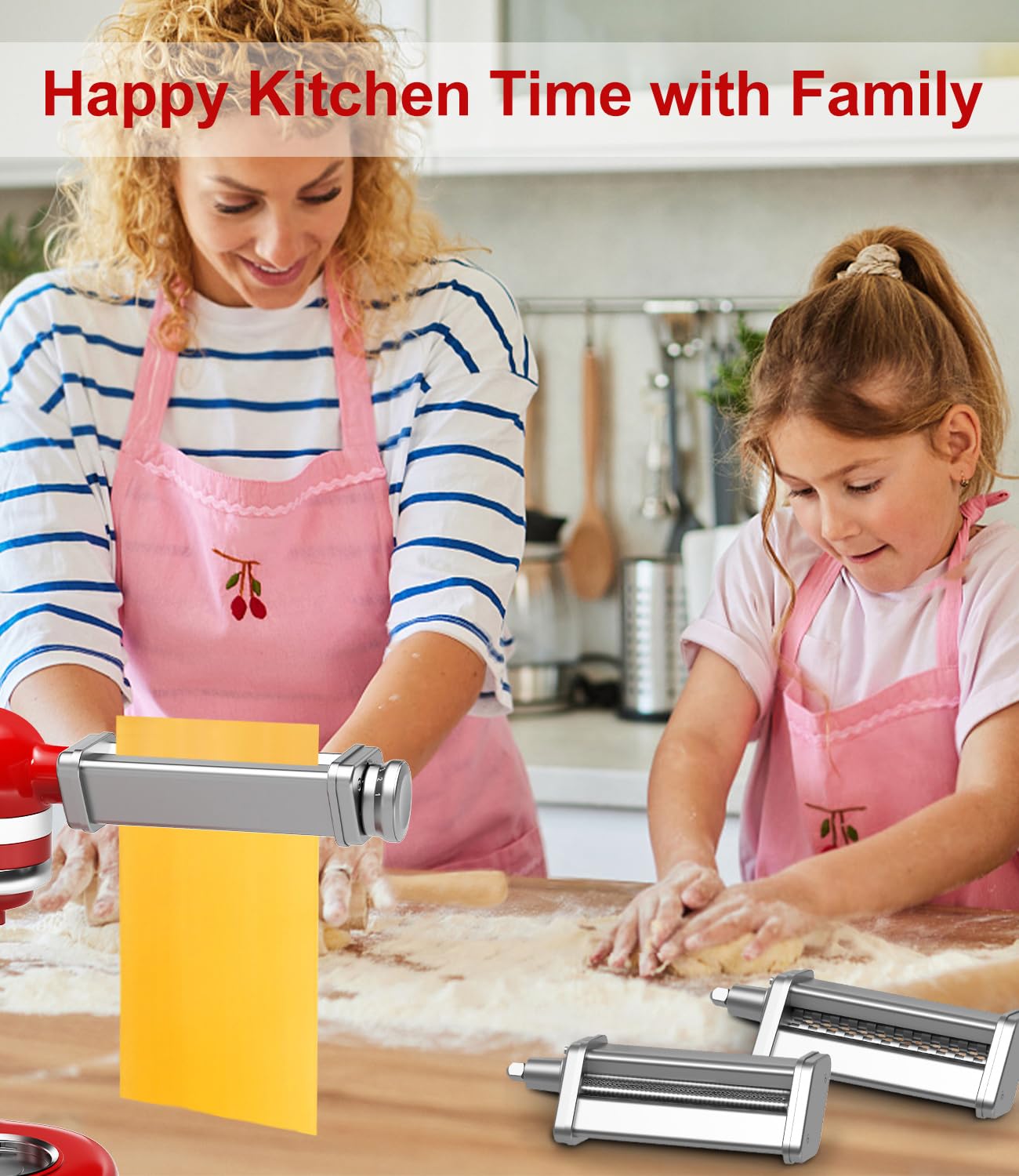 3 PCS Pasta Maker Attachments for All KitchenAid Stand Mixers, Pasta Accessories Including Pasta Roller, Fettuccine Cutter, and Spaghetti Cutter for Noodle Ravioli, 304 Stainless Steel,Cleaning Crush