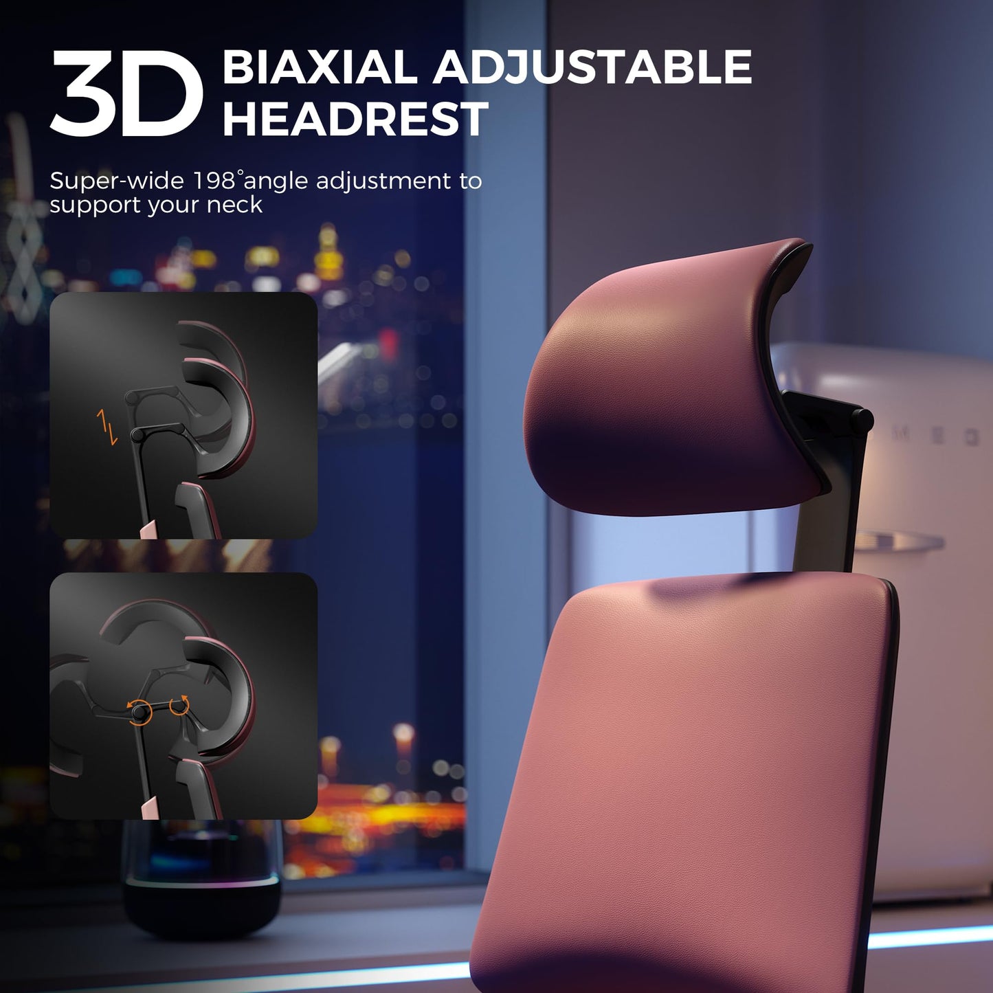 TOMU Ergonomic Executive Office Chair, Genuine Leather High Back Design with 5D Armrest & 3D Headrest for Gaming, Home and Work, Cool and Luxury (RED)