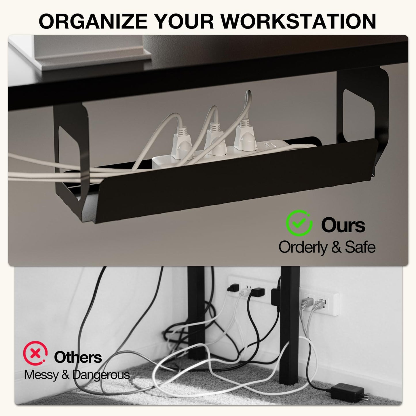 Muvai L Shaped Standing Desk with Cable Management Tray, 59 Inch Height Adjustable Electric Standing Corner Desk, Sit Stand Up Work Table for Home Office, Gaming with Reversible Splice Board, Black