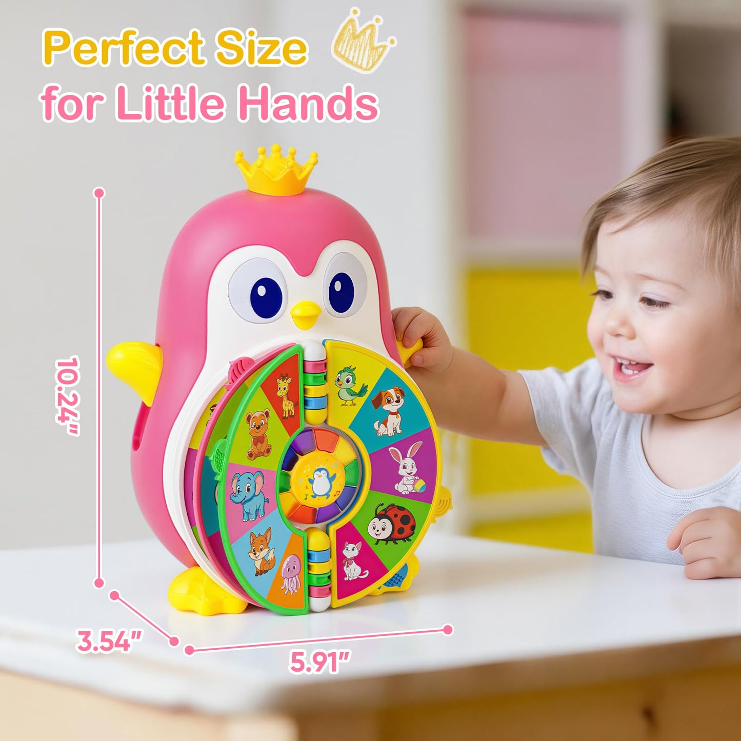 ToddlerCley Musical Penguin Toys for 1 Year Old Girl Gifts, Learning Educational Baby Toys for 1-3 Year with 5 Themes, Sound & Light, First Word Teaching 12-18 Months, 1st Birthday Girl Boy Gifts