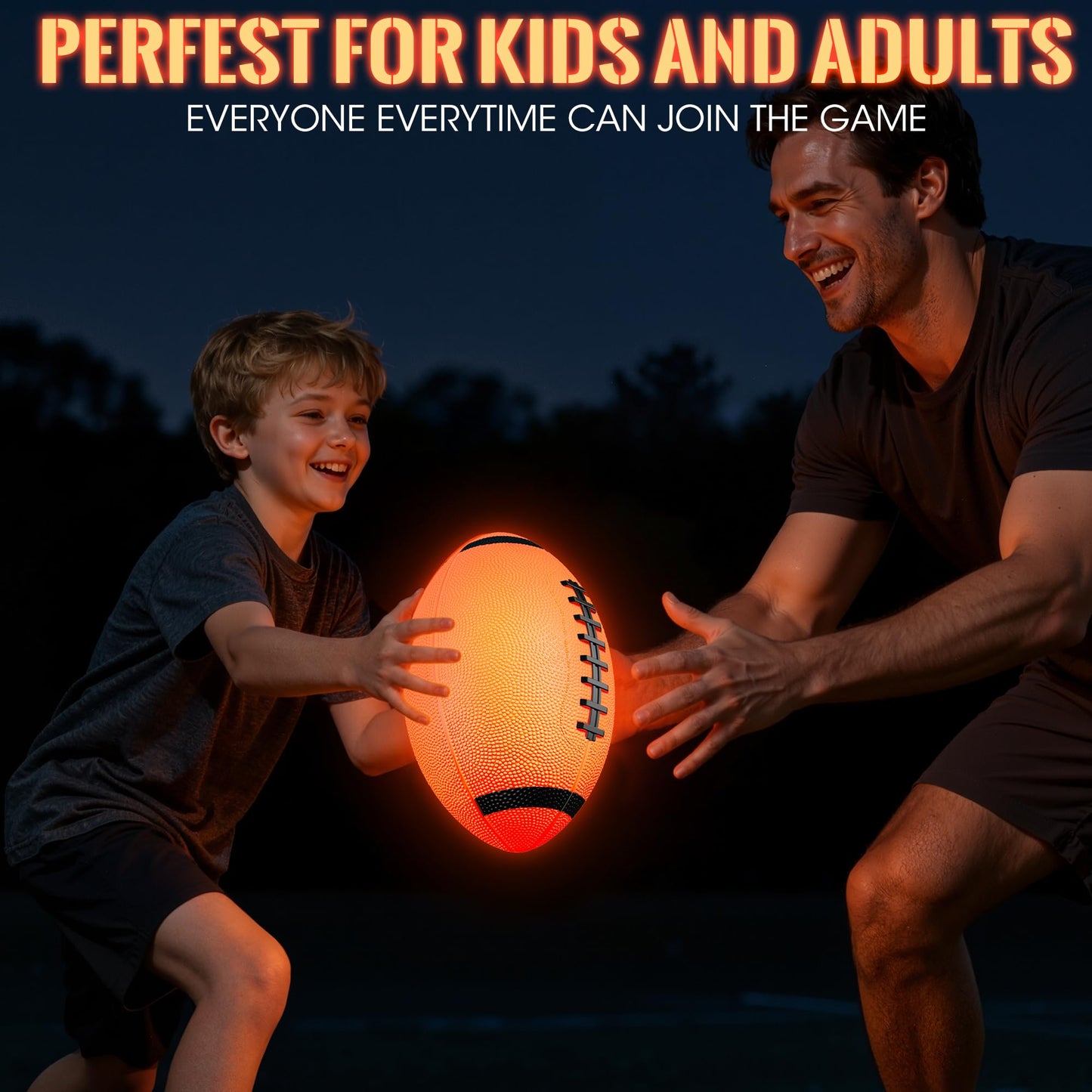 HIEMAO Glow in The Dark Football for Kids Boys Ages 8-12 15, Light Up LED Football Toys with Pump for Indoor/Outdoor Game, Fun Gift for Teens Christmas Birthday, Holiday Stuff Party Favor Supplie